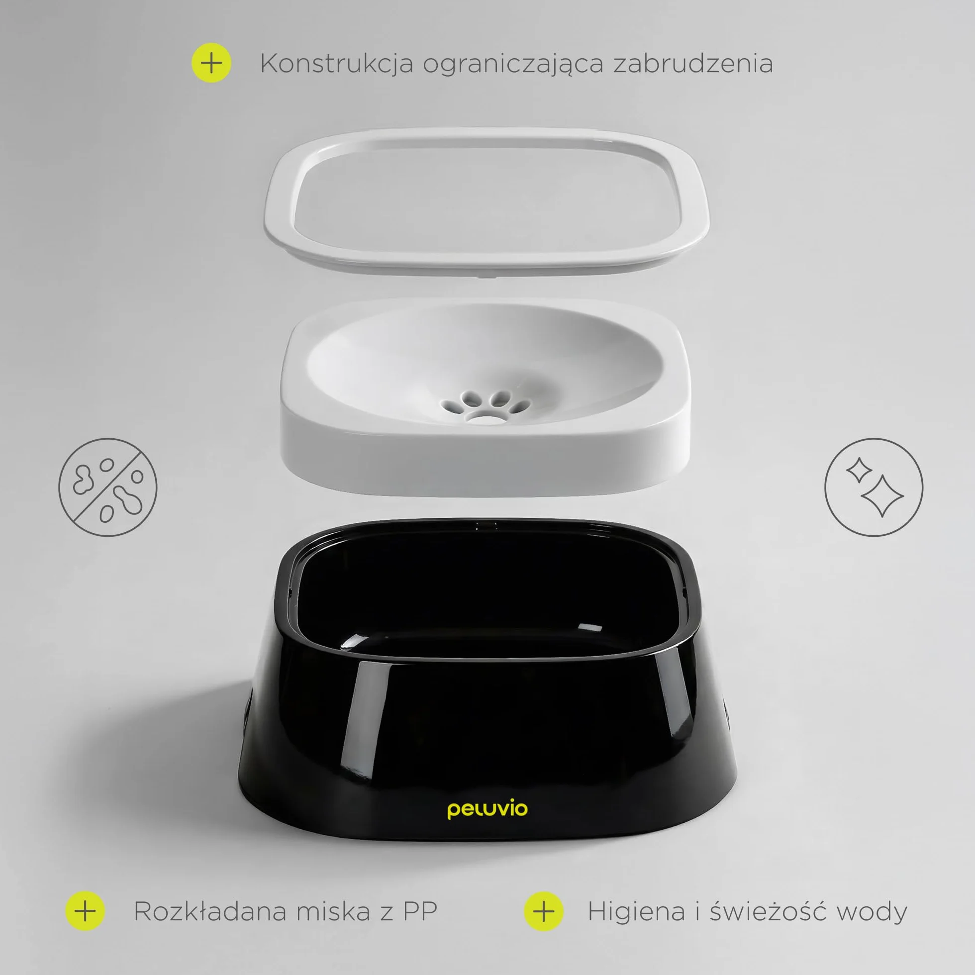 Ripple szczelna miska dla psa, miska na wodę, bez rozlania, antypoślizgowa, z tarczą do pływania i osłoną przed rozpryskami, powolne picie, idealna do domu, samochodu i podróży, 1 l