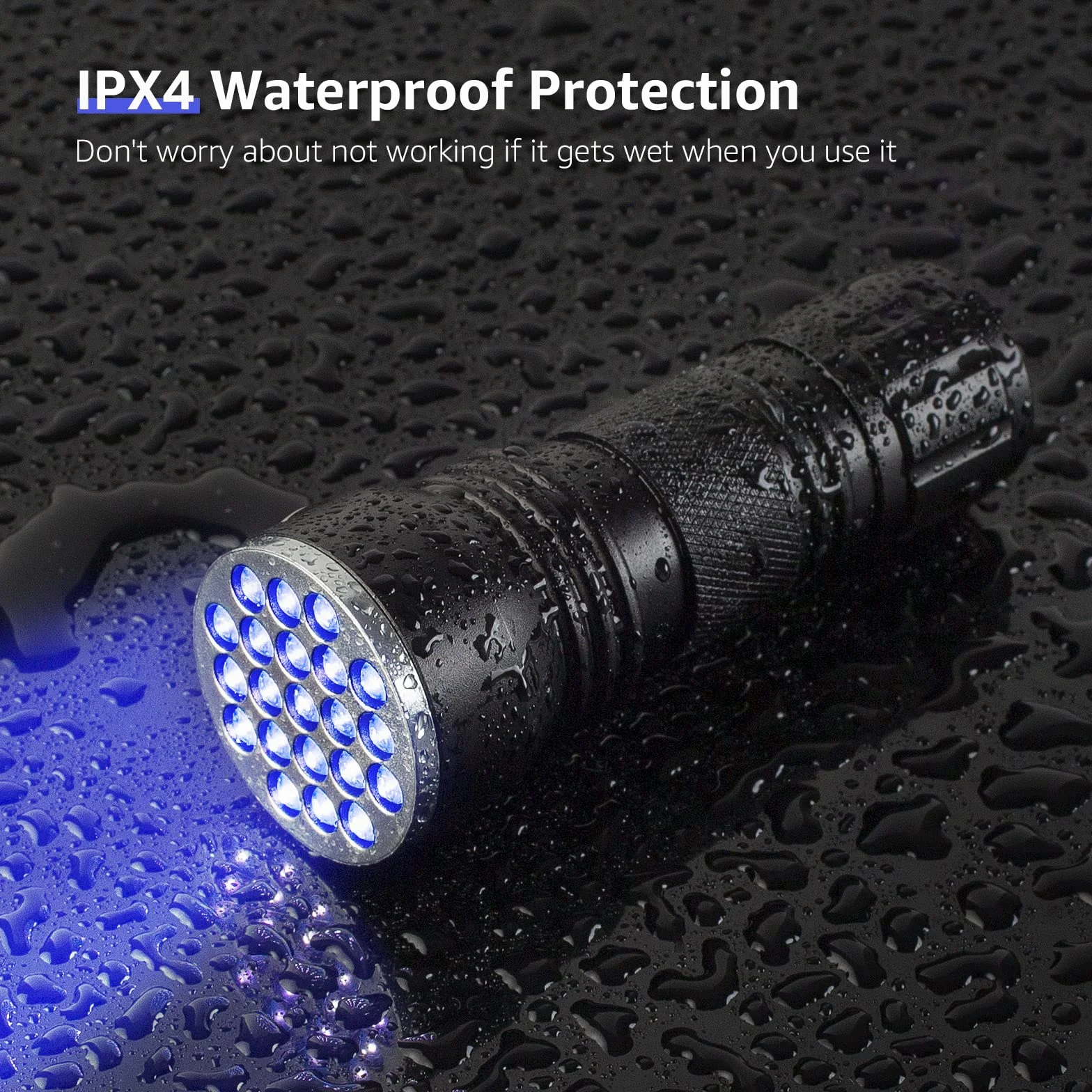 Lepro Lampa UV, 21 diod LED 395 nm, wykrywacz czarnego światła do moczu zwierząt, plam, pluskiew na dywanie lub podłodze, fałszywy banknot i inne, 3 baterie AAA w zestawie
