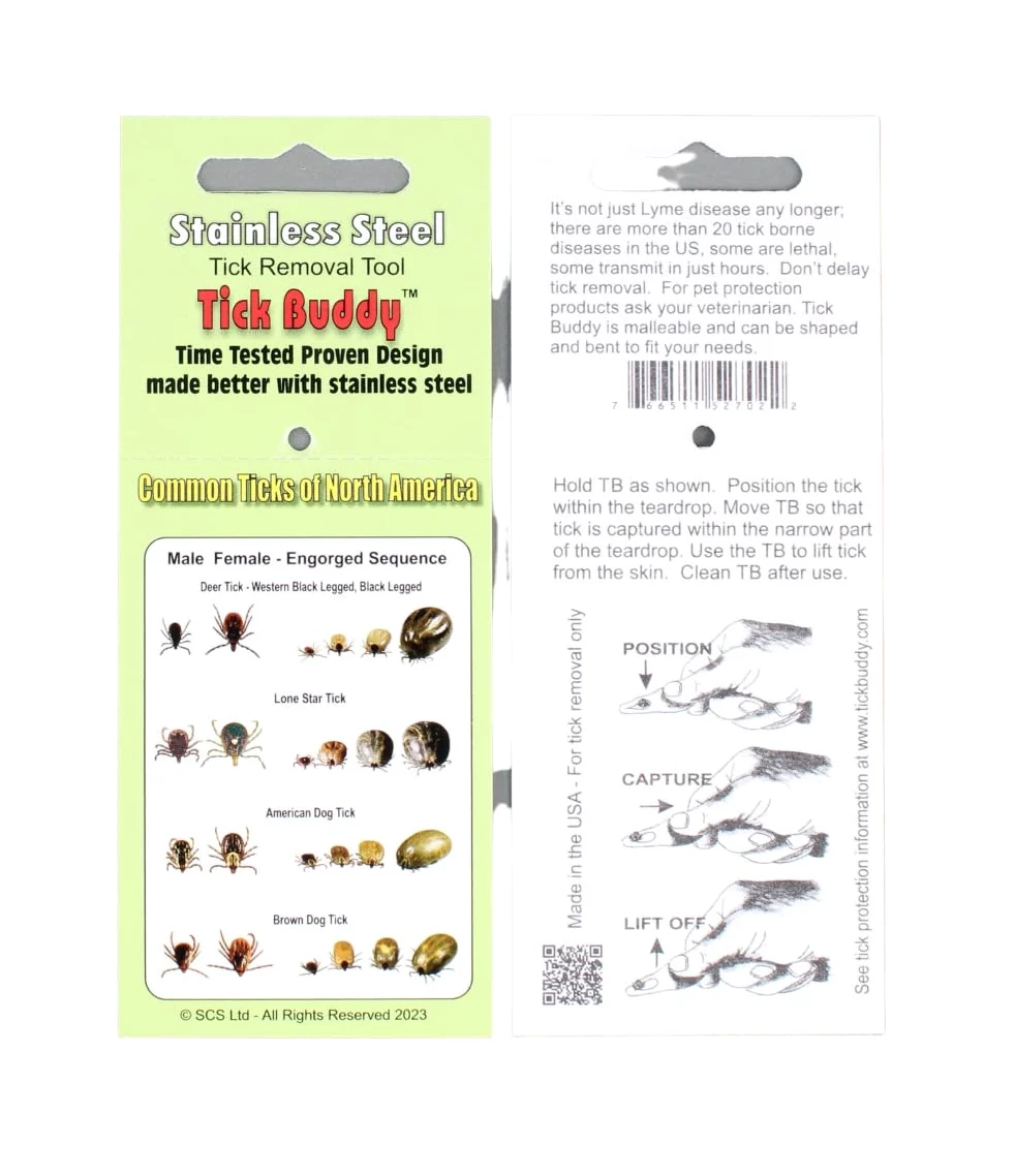Tick Buddy (trzypak) narzędzie do usuwania kleszczy ze stali nierdzewnej dla psów, kotów, zwierząt domowych i ludzi
