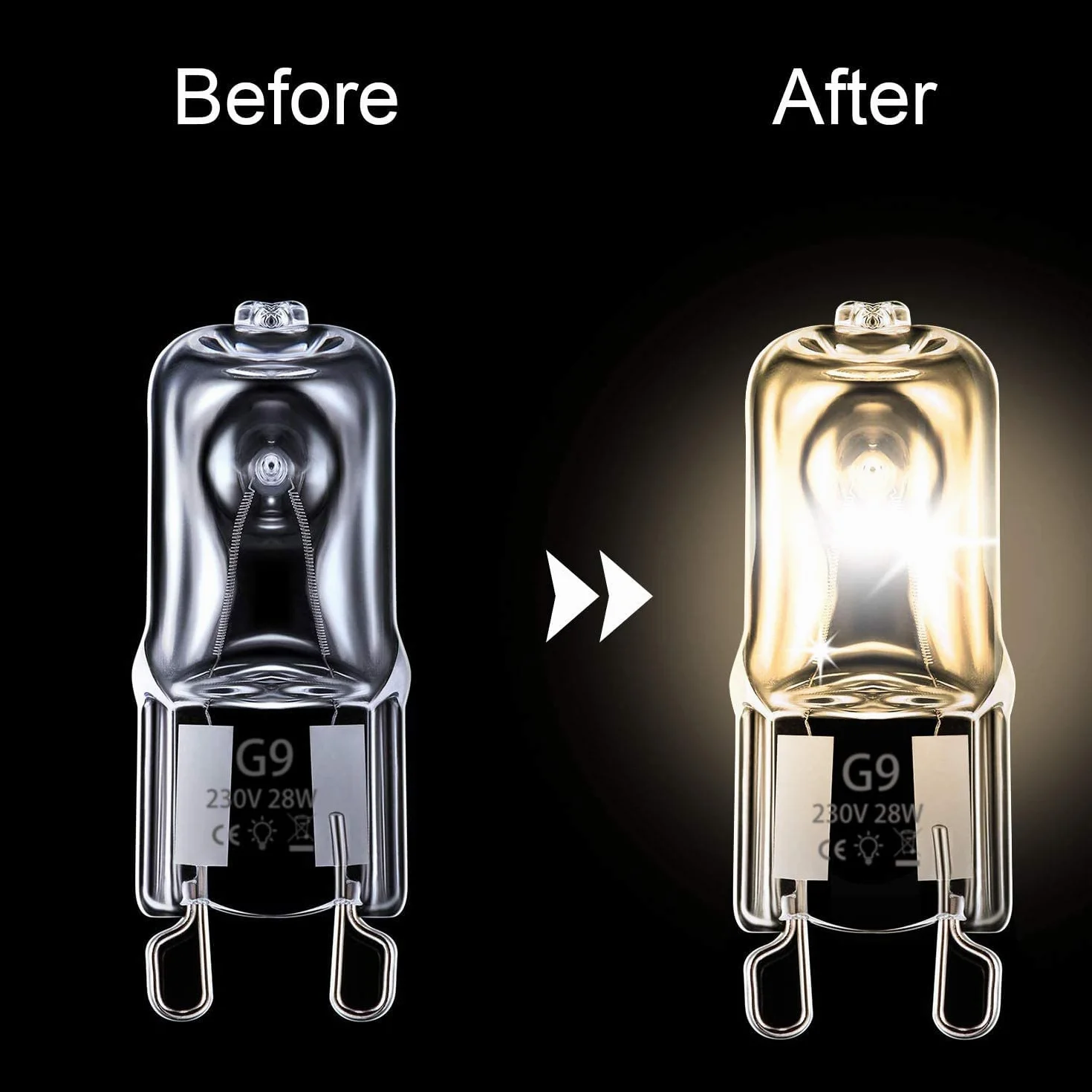 OSDUE Żarówki halogenowe G9 28 W Żarówki halogenowe 230 V 2800 K, ciepła biel, możliwość ściemniania, lampy halogenowe, lampa z cokołem wtykowym, 10 sztuk