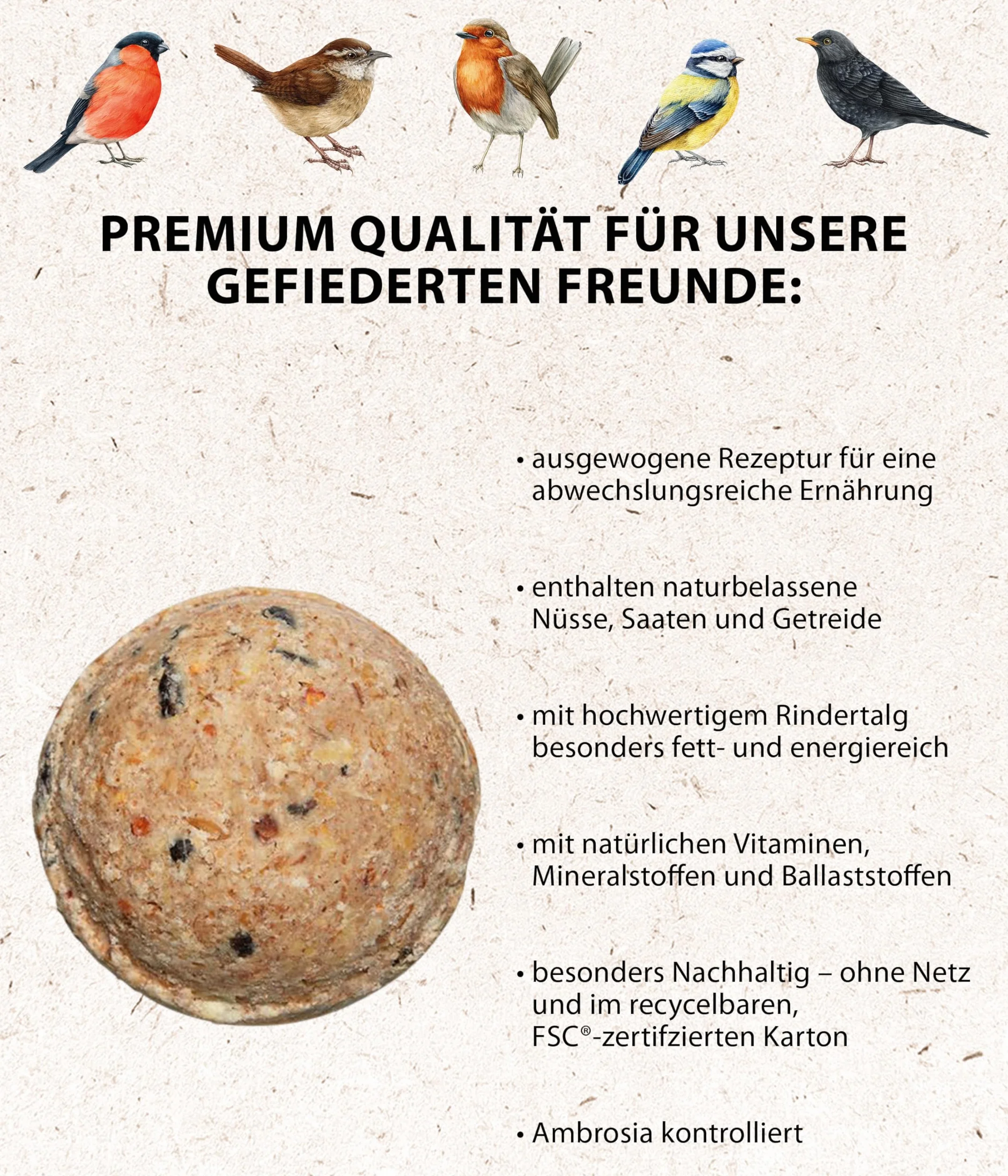 Dehner Natura Premium Karma dla Ptaków, 30 x 90g (2,7 kg)