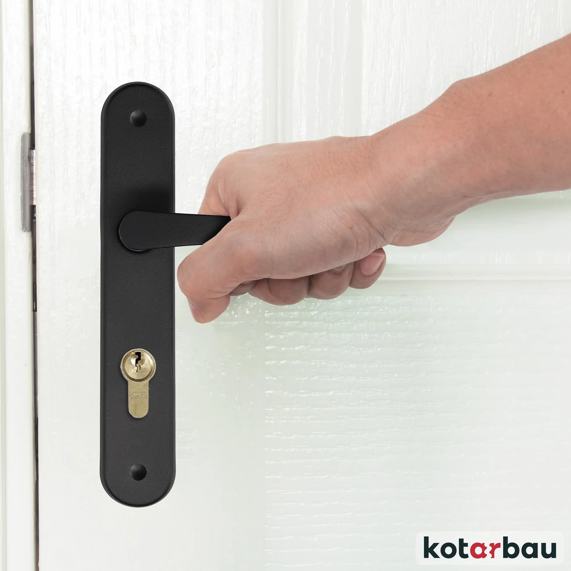 KOTARBAU® Klamka aluminiowa do drzwi 90mm czarna szyld długi przebicie: PZ wkładka