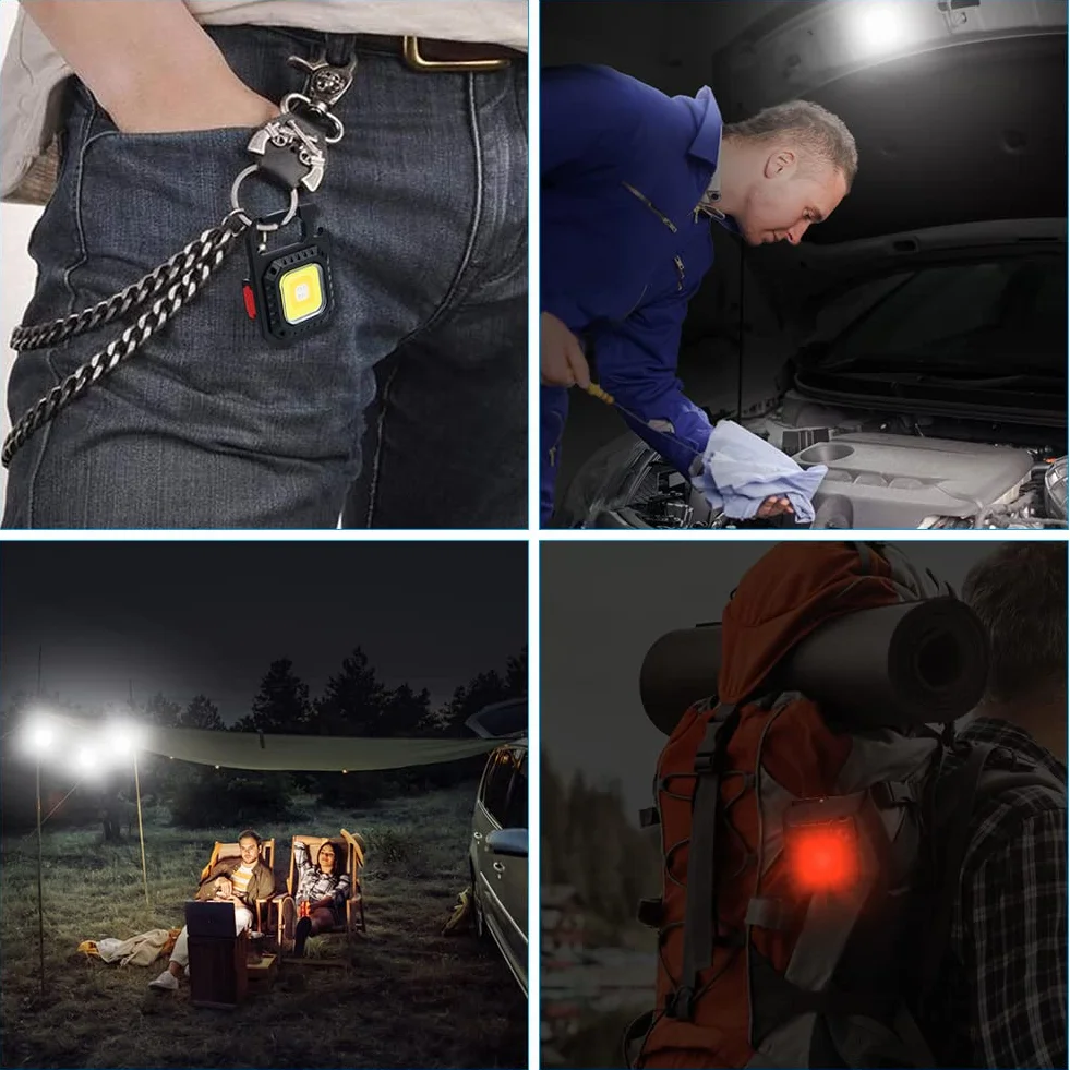 Mini LED Latarka z Brelokiem 2 szt. 800 Lumenów Wodoodporna Magnetyczna Otwieracz do Butelek