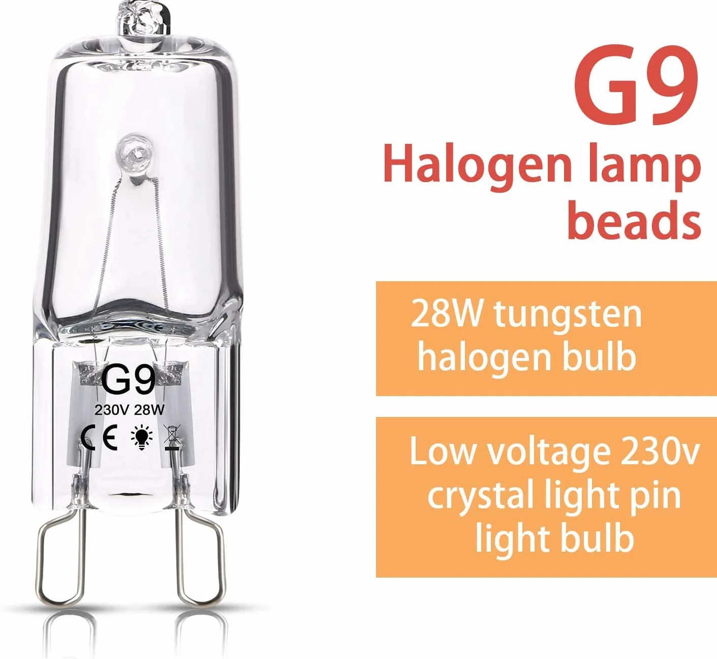 OSDUE Żarówki halogenowe G9 28 W Żarówki halogenowe 230 V 2800 K, ciepła biel, możliwość ściemniania, lampy halogenowe, lampa z cokołem wtykowym, 10 sztuk