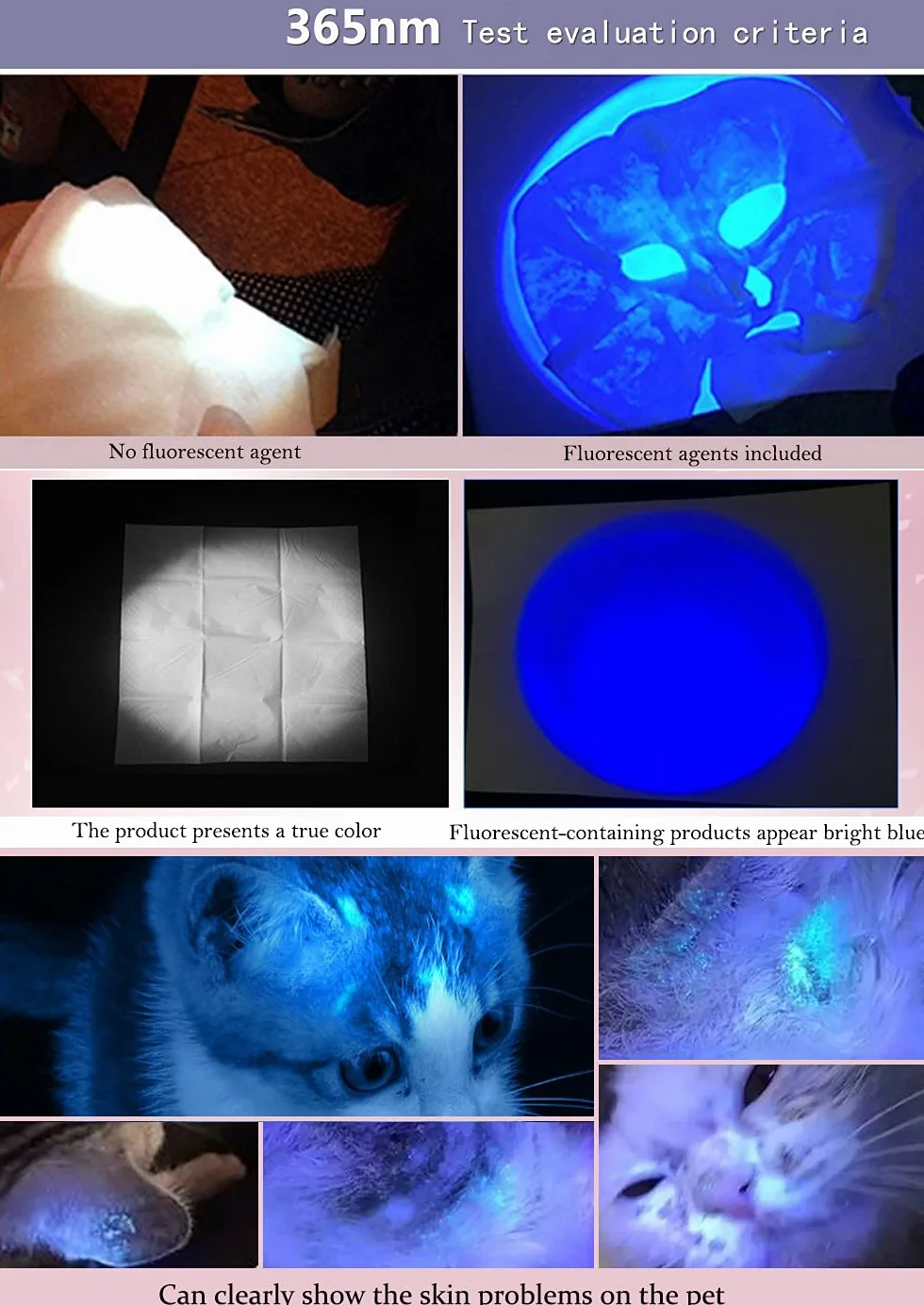 DARKBEAM Latarka UV 365 nm Światło Wood's Lampa Blacklight Ultrafioletowe LED Mini Torebka Detektor Plam Psiego Moczu Zwierząt 370 nm Identyfikacja Antyfałszerstw, Utwardzanie Żywicą