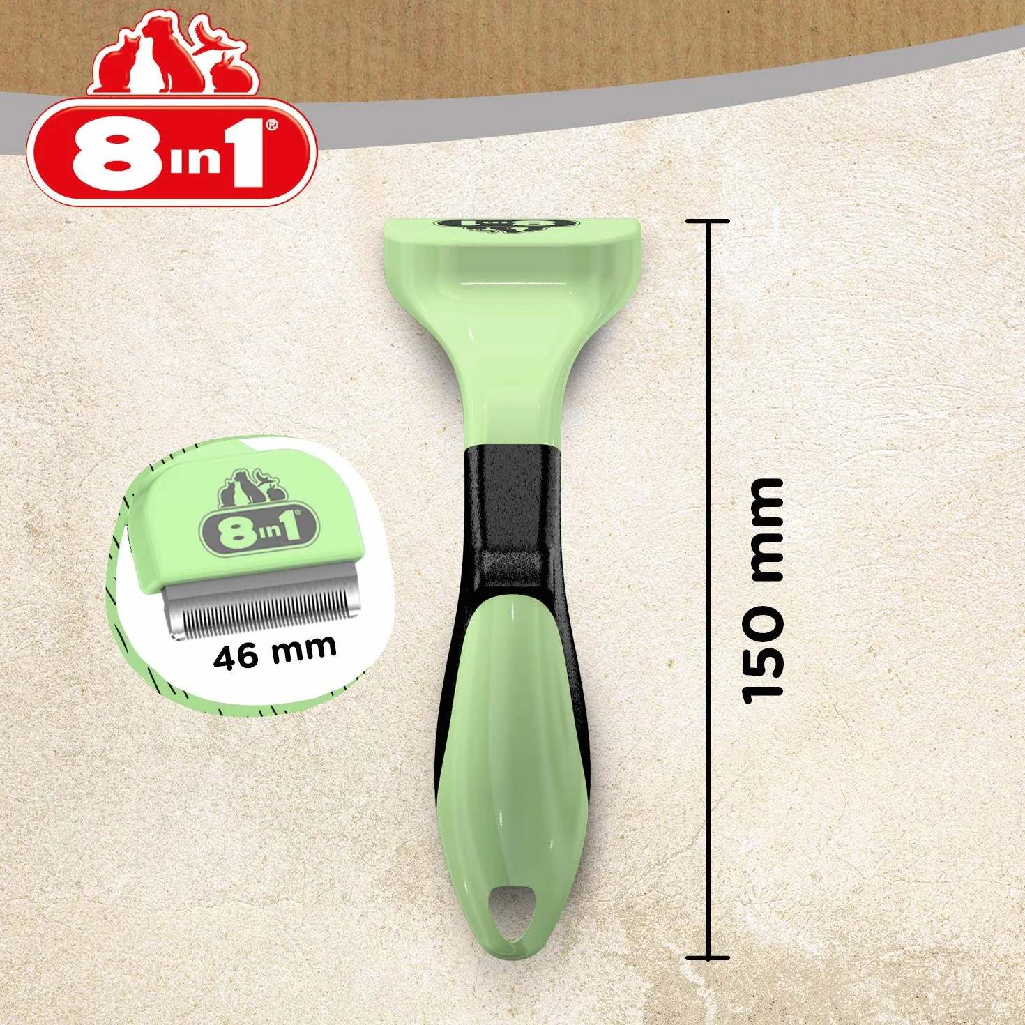 8in1 Coat DeShedder S – szczotka do podbierania sierści dla małych psów, nadaje się do krótkich włosów i długich włosów, szczotka dla psów do usuwania wełny, zielona