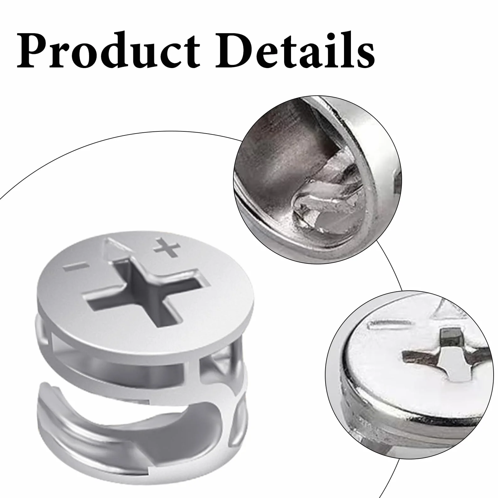 20 sztuk mimośrodowych łączników meblowych ze stopu cynku, 15 x 12 mm, wytrzymałe i odporne na korozję, łączniki mimośrodowe, wielokrotnie platerowane, do mebli, szafy, szuflady, płyty meblowej