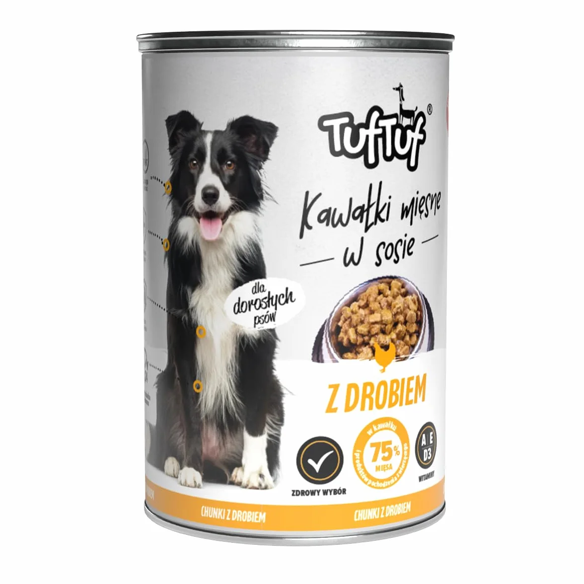 TufTuf, Mokra Karma dla Psa, Mix Smaków (Drób, Wołowina, Jagnięcina, Dziczyzna), 415g x 24 Puszki, Kawałki Mięsne w Sosie, Pełnoporcjowa, dla Psów Dorosłych