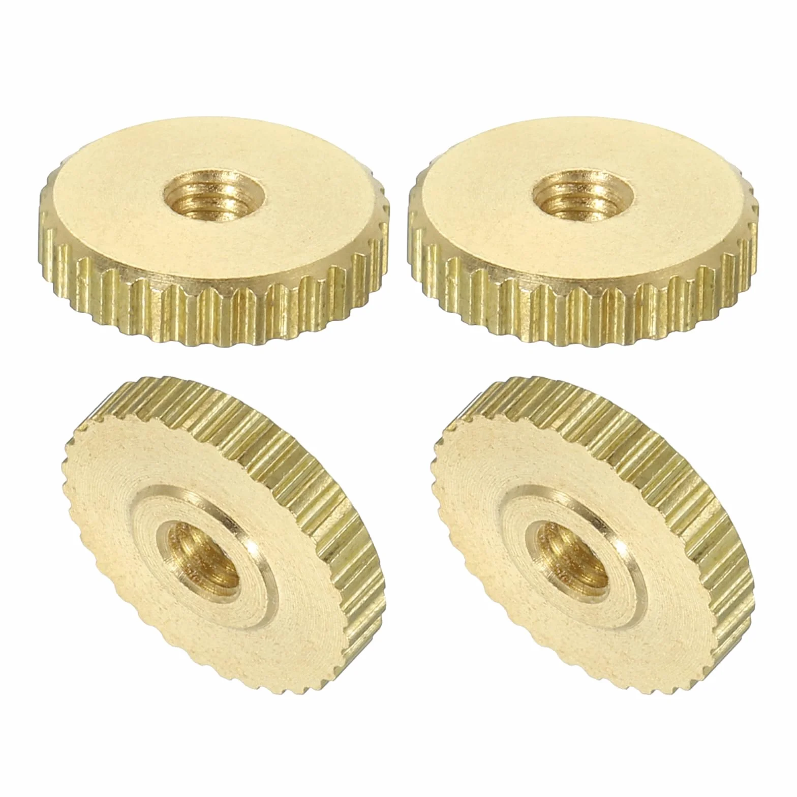 QUARKZMAN 4 szt. Rowkowane nakrętki motylkowe M3 x D11 mm x H2,5 mm otwór przelotowy z płaską głowicą mosiężną z kołnierzem z płaskim otworem przelotowym, elementy mocujące okrągłe gałki do drukarek