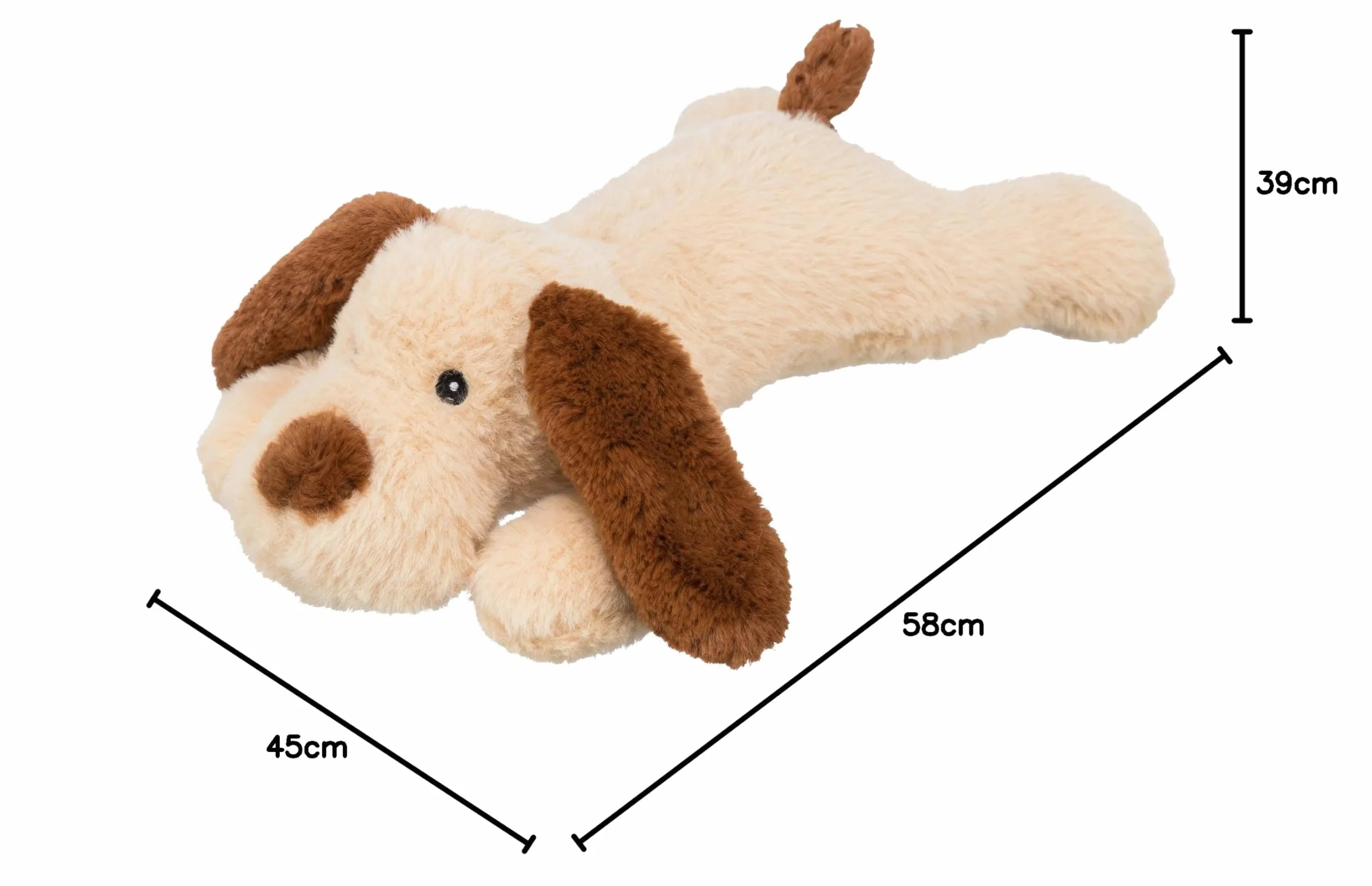 TRIXIE Bezgłośny i uspokajający pies do przytulania Benny z pluszu dla szczeniaków, zabawka dla psa, przytulanka, 30 cm – 35959, brązowy