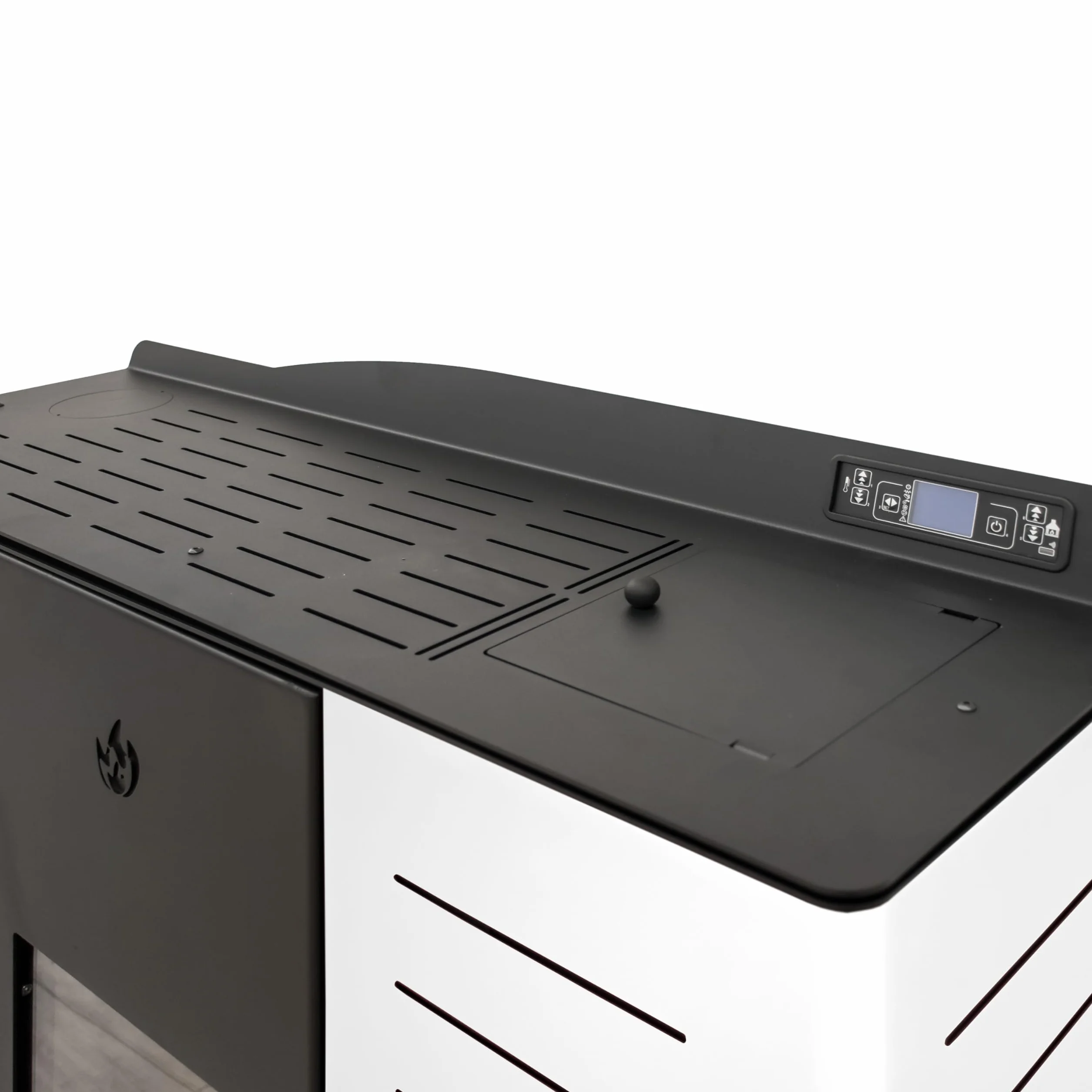 STUFE A PELLET ITALIA Italia 20 KW, 5-gwiazdkowa patelnia na pellet wodorowy, do ogrzewania i ciepłej wody, wydajność ogrzewania 89%, 130 m², czas pracy 16 h, programowalna, 5 mocy, 24 miesiące, biała