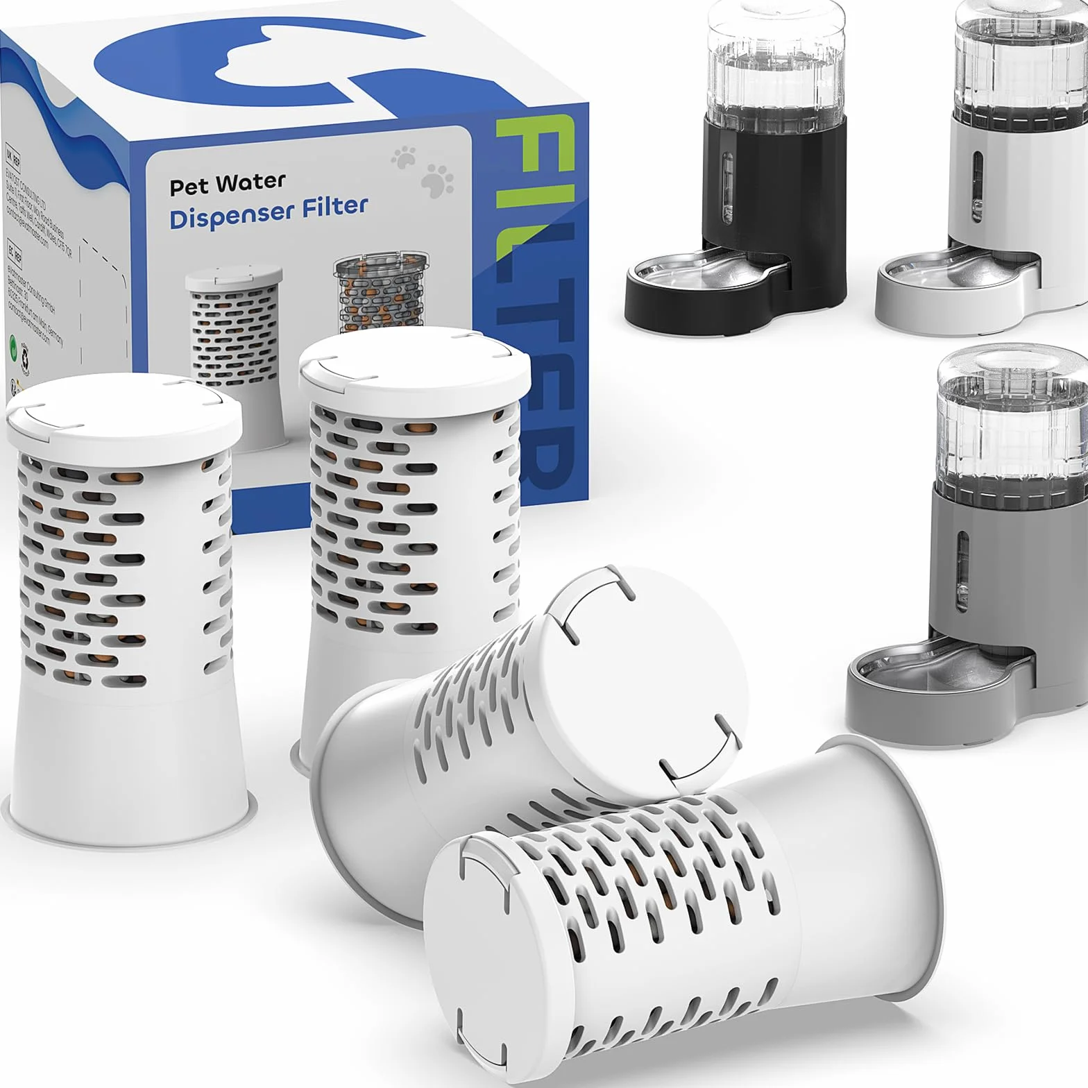 JUNSPOW Cat Filtr do wody, 4-stopniowy system filtrowania odwróconej osmozy (4 sztuki) do automatycznego nawadniania zwierząt domowych, dozownik wody