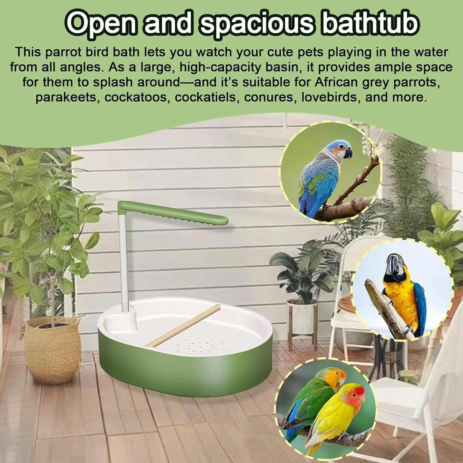 Kąpiel dla ptaków do klatki - cichy basen kąpielowy przeciw zwierzętom | prysznic dla zwierząt domowych | dla Lovebird Conure Cockatiel Finch papuga podwórko balkon patio taras salon
