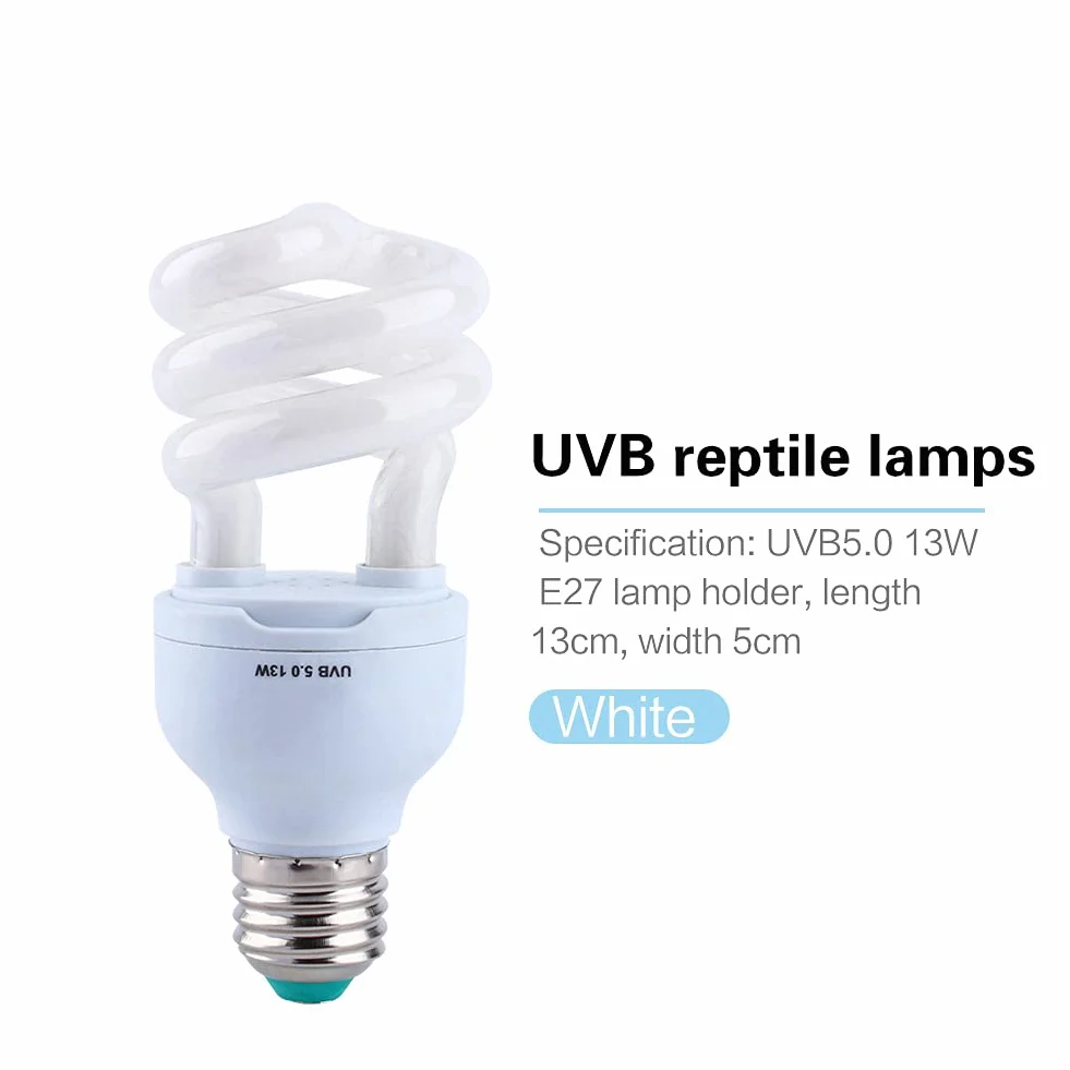 13W UVB 5.0, E27 Baza Energooszczędna Żółw Terrarium Terrarium Lampy REPTILE Żarówka UV, Wydajna do 50 cm, Symuluje pustynię, dostarcza promienie wapnia