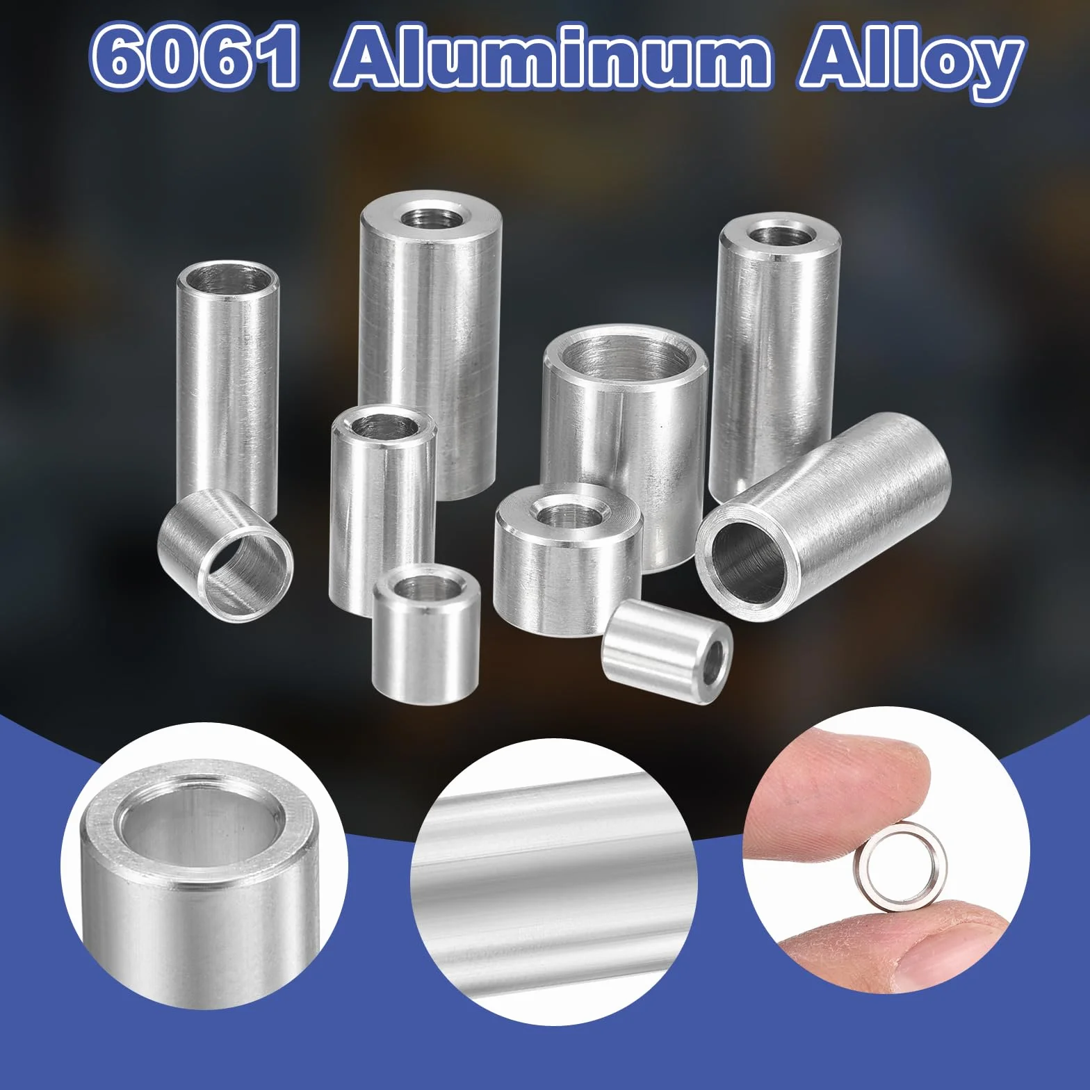 QUARKZMAN 16 szt. aluminiowych elementów dystansowych, 5 mm ID x 8 mm OD x 8 mm długość gładka przekładka bez gwintu gładkie wykończenie okrągły metal, gładka przekładka bez gwintu do śrub M5