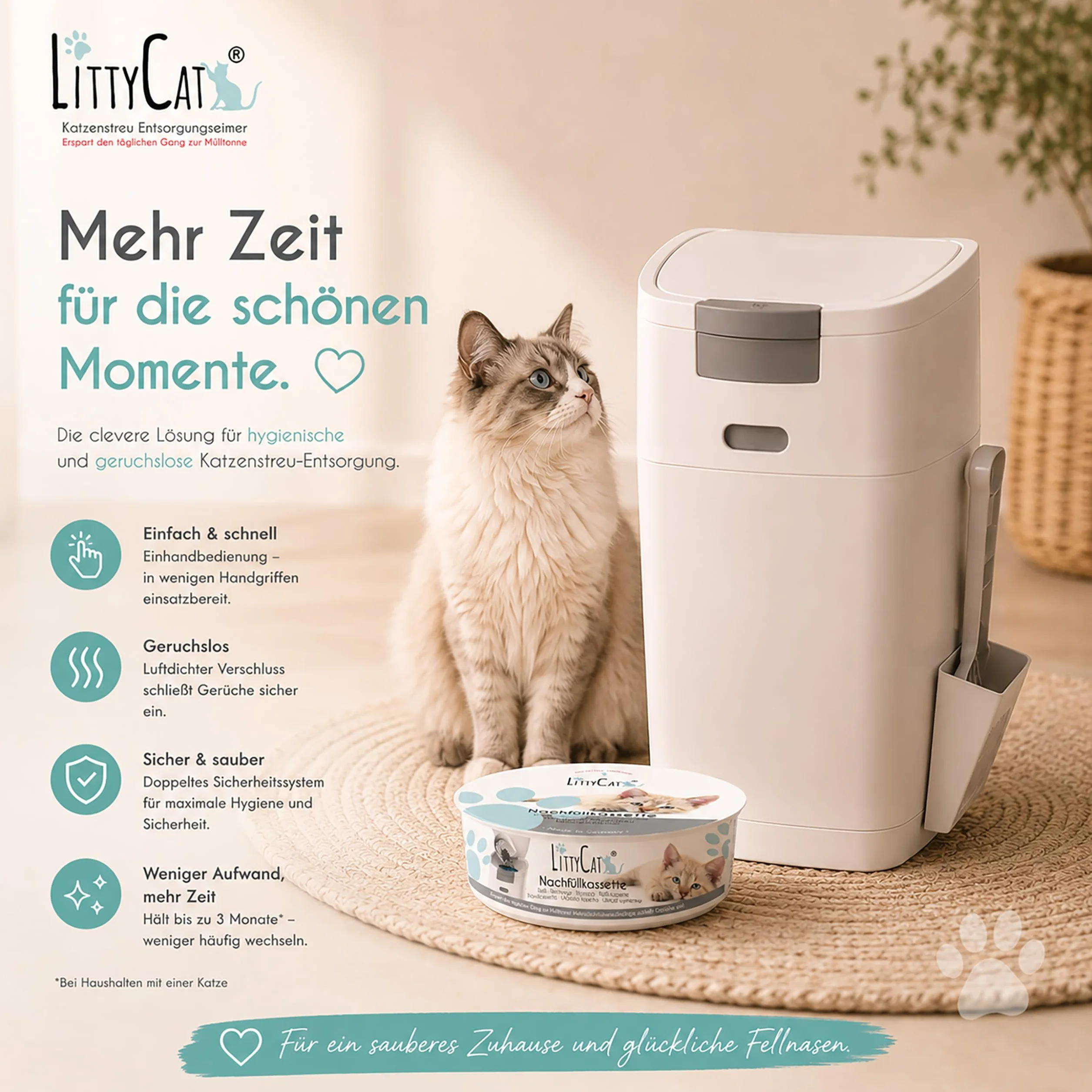 Littycat Pojemnik na odpady z szufelką do napełnienia