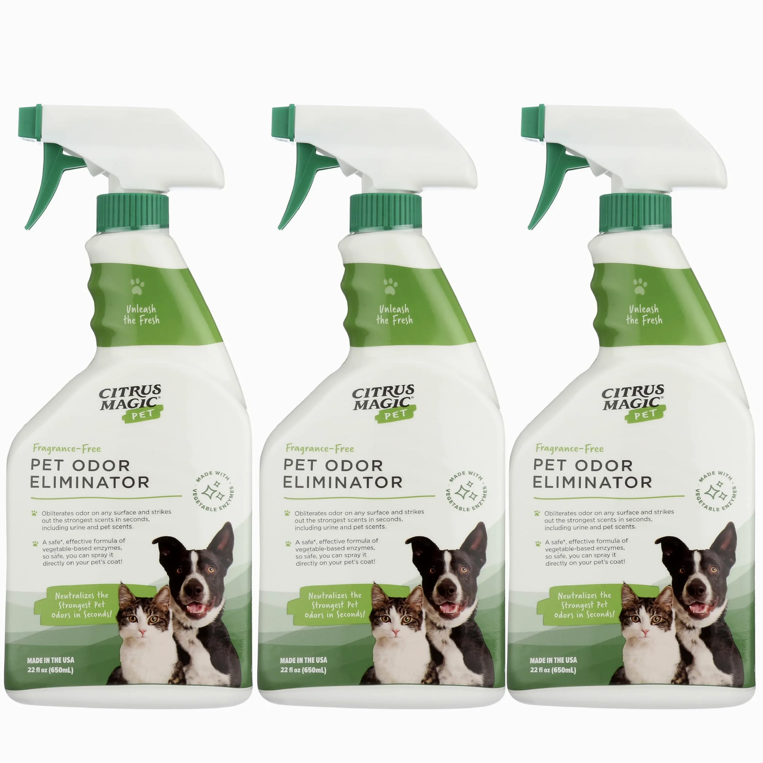Citrus Magic Wielopowierzchniowy eliminator plam i zapachów dla zwierząt domowych, opakowanie 3 sztuk, każda 623 ml
