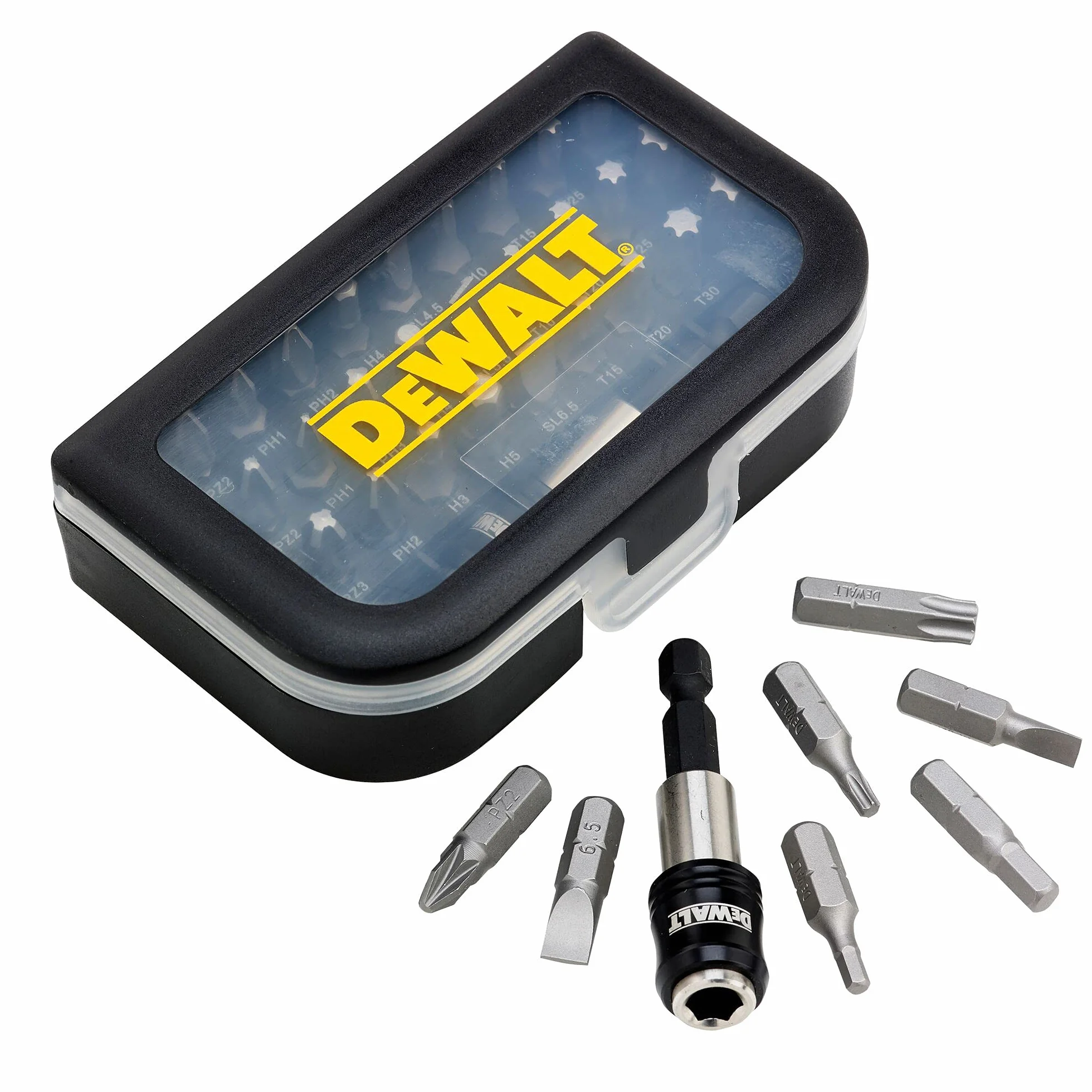 DEWALT Juego 31 elementów z bits atornillar i adapter cambio rápido