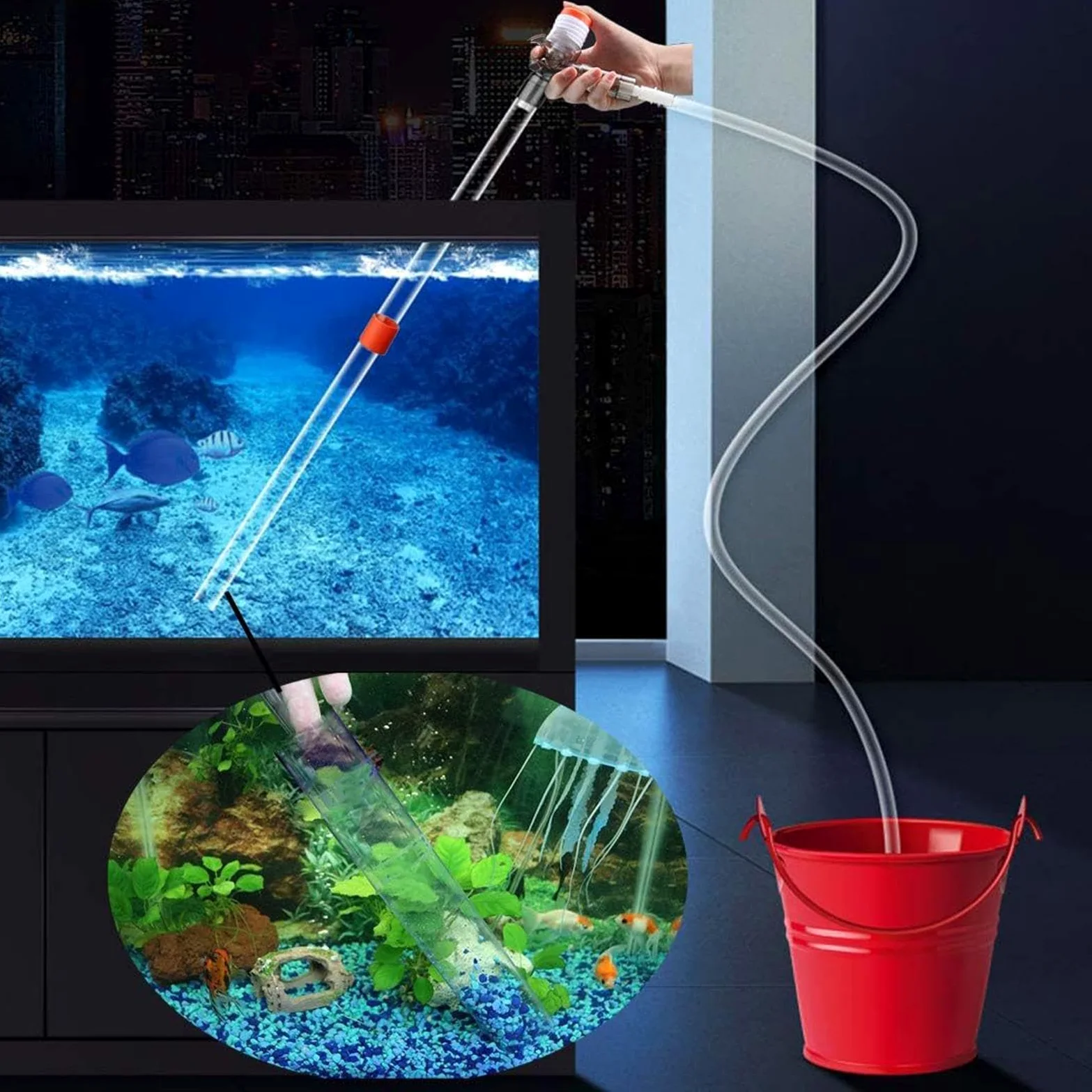 Aquarium Gravel Vacuum Fish Tank Cleaner Water Changer for Gravel and Sand