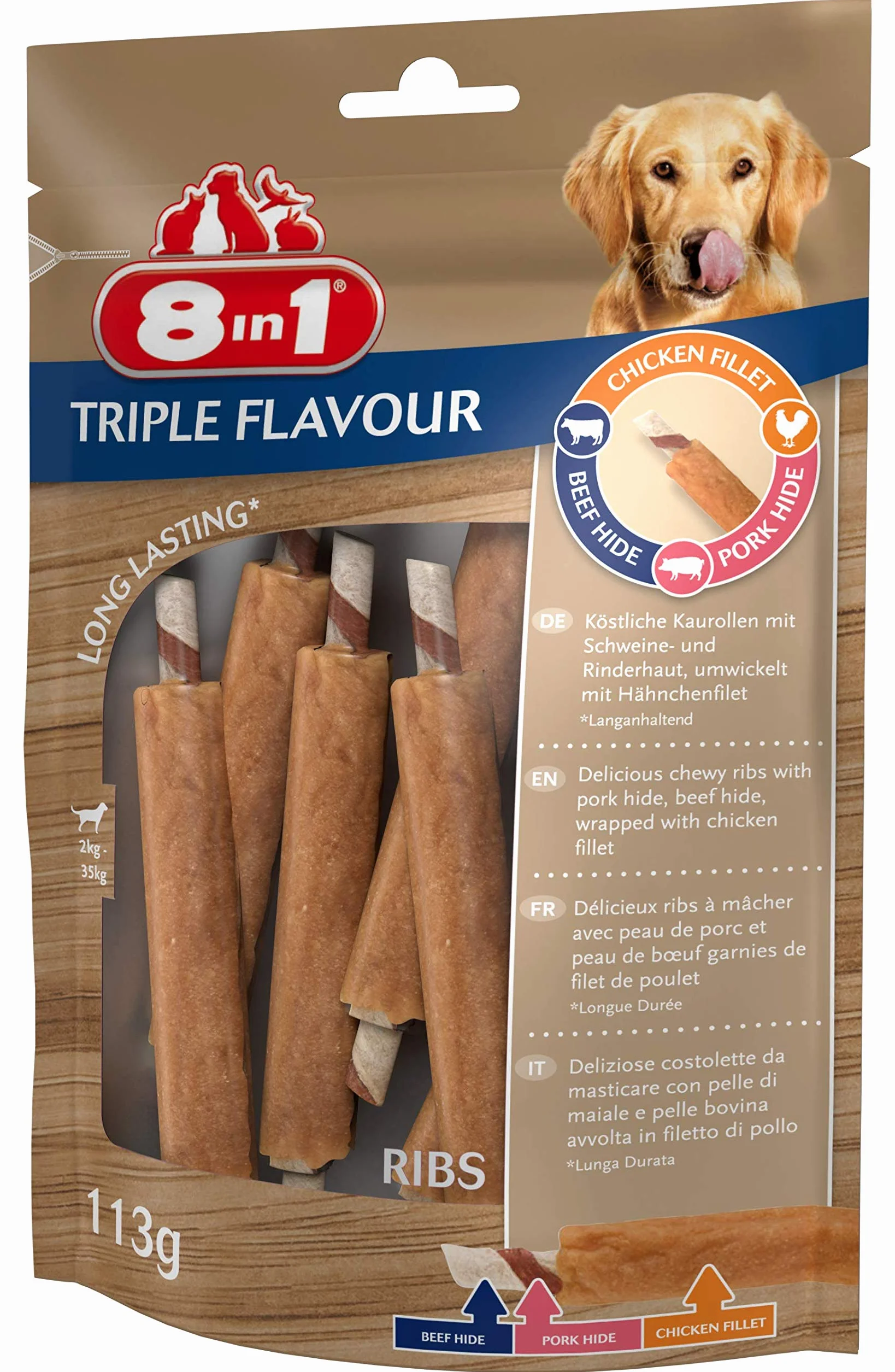 8In1 Triple Flavour Smakołyki dla Psów, Kurczak, 113 g