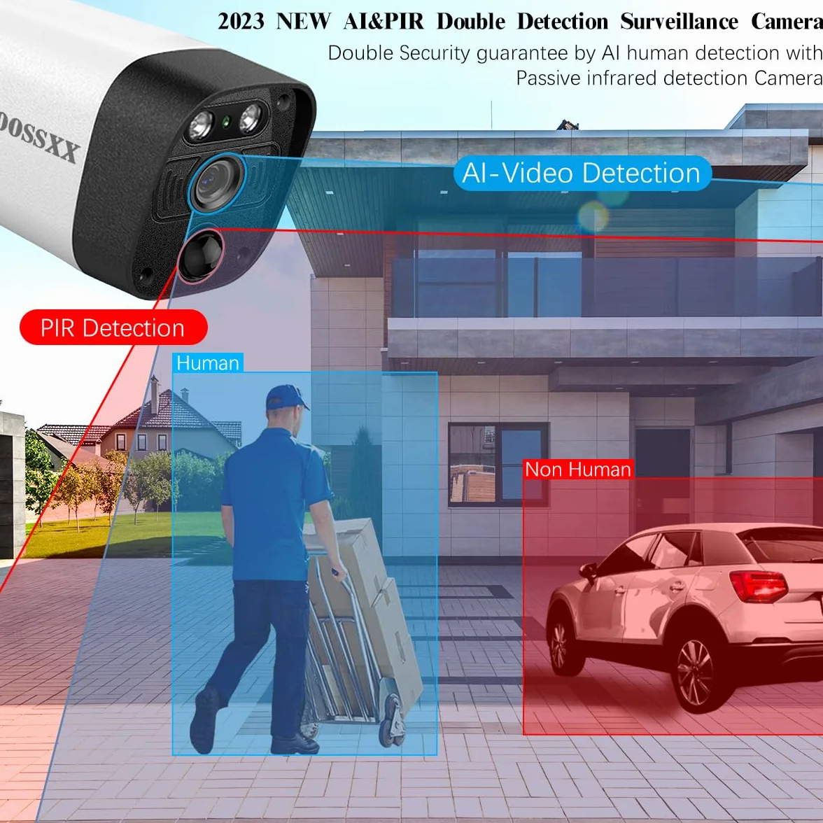 (kamera do monitoringu zewnętrznego, szerokokątny obiektyw WLAN; wykrywanie PIR) 5,0 MP, 2-drożne audio, 2-antenowe, system bezpieczeństwa, bezprzewodowy system kamer 5,0 MP, bezprzewodowy monitoring,