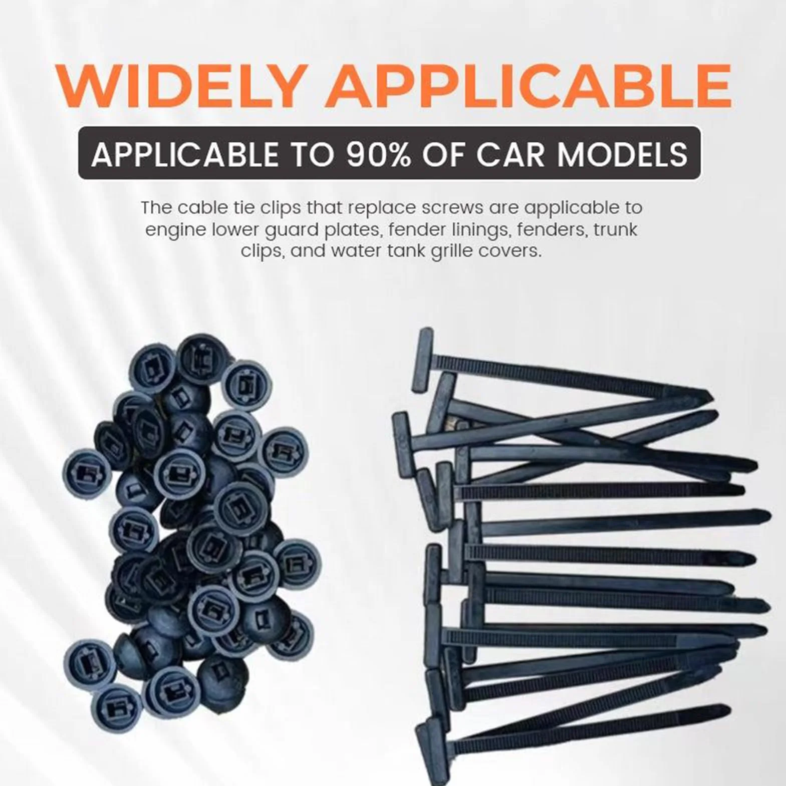 Generic Car Cable Tie Buckle, 100X Nylon Zip Ties, Heavy-Duty Fastener Clips, Strong Self-Locking Design, Multipurpose Management for Auto, Machine, Home, and Repair Use 3.54x0.79x0.2in