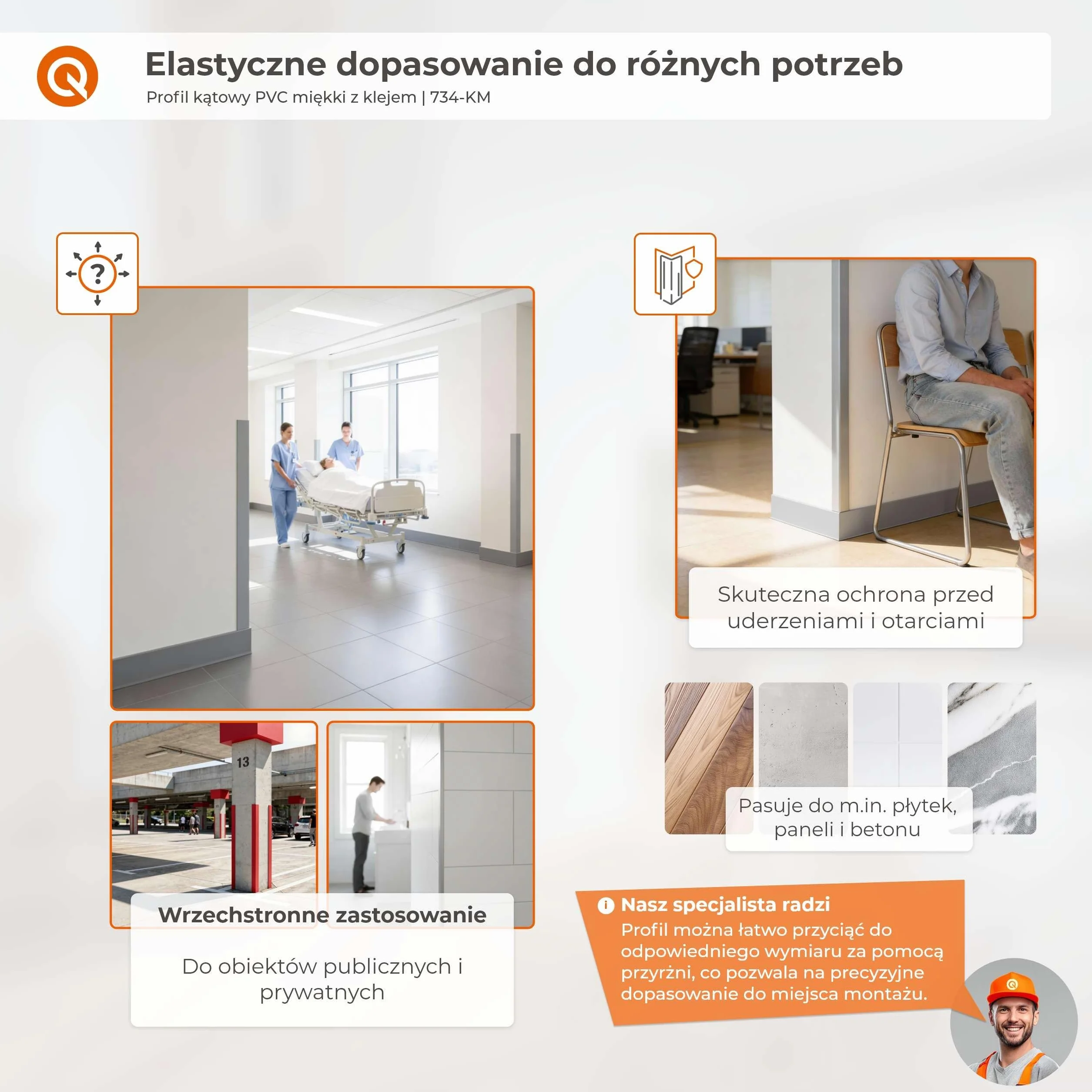 Kątownik miękki PVC 35x35 mm samoprzylepny ochronny profil L ciemnoszary 90 cm