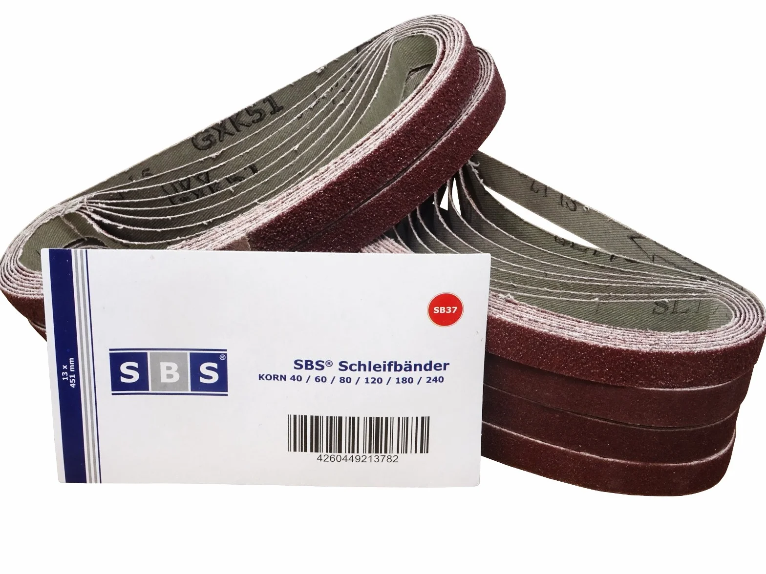 SBS Taśmy szlifierskie Mix | 13 x 451 mm | 96 sztuk | po 16 szt. # 40, 60, 80, 120, 180, 240