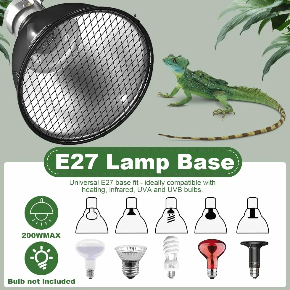 Lampa grzewcza żółw, E27 lampa z gadami, terrarium żółw ziemny, lampa halogenowa do lamp UVA/UVB, dla żółwi, jaszczurek, węży i żab (żarówka nie jest dołączona)
