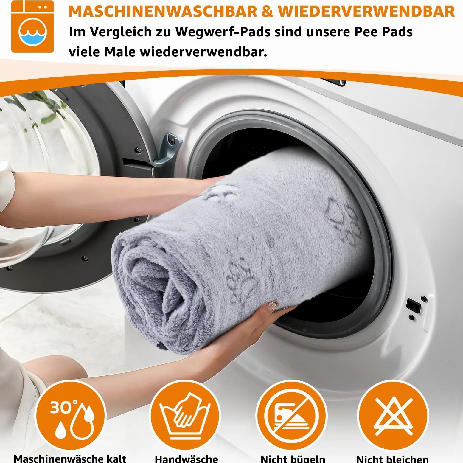 PICK FOR LIFE Podkładka na mocz dla zwierząt domowych, nadaje się do prania, zestaw 2 szt., szybkoschnąca, mata higieniczna dla szczeniaków, starszych psów, nietrzymanie moczu, szara (92 x 122 cm)