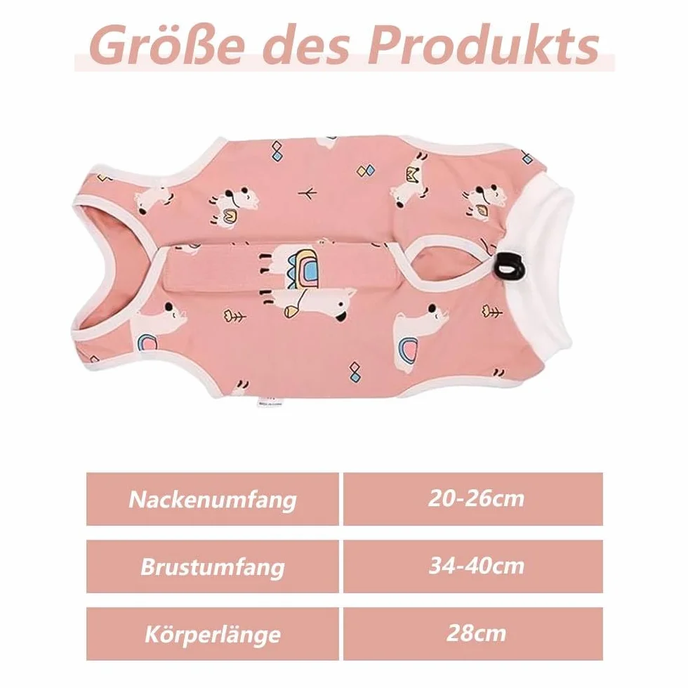 Kombinezon rekreacyjny dla kotów, sterylizacja po operacji, kombinezon zapobiegający lizaniu zwierząt domowych, słodki wzór alpaki, wzór kota, do chirurgii (różowy/M)