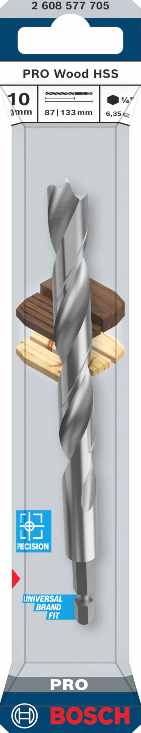 Bosch 1x Wiertło PRO Wood HSS Brad Point (do Miękkie drewno, Ø 10,00 mm, Professional Akcesoria Wiertarki/Wkrętarki)