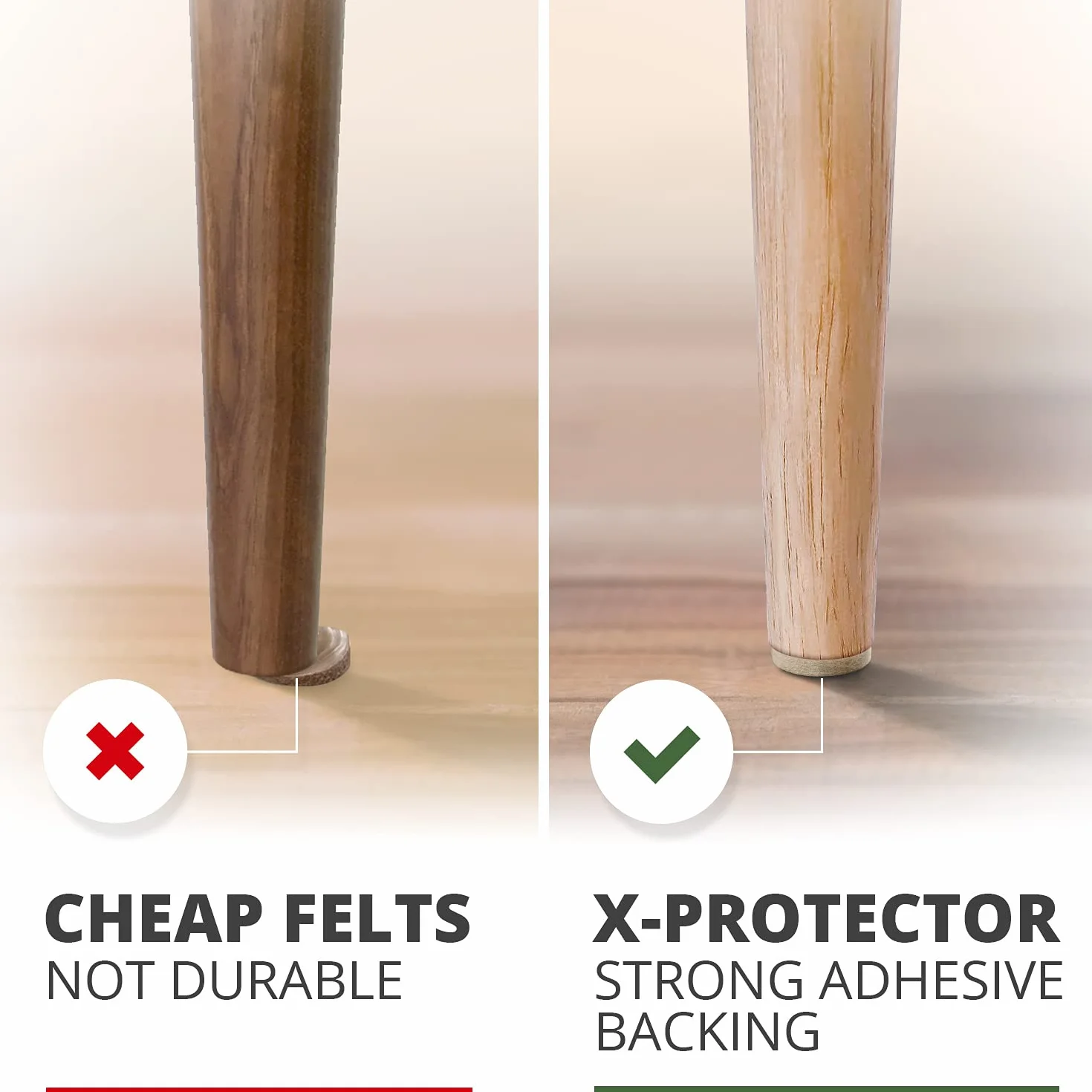 Filcowe podkładki meblowe X-PROTECTOR 181 PCS Premium Samoprzylepne podkładki - Filcowe podkładki do Nóżki mebli - Najlepsze podkładki meblowe - Chroń swoje podłogi z drewna i laminatu!