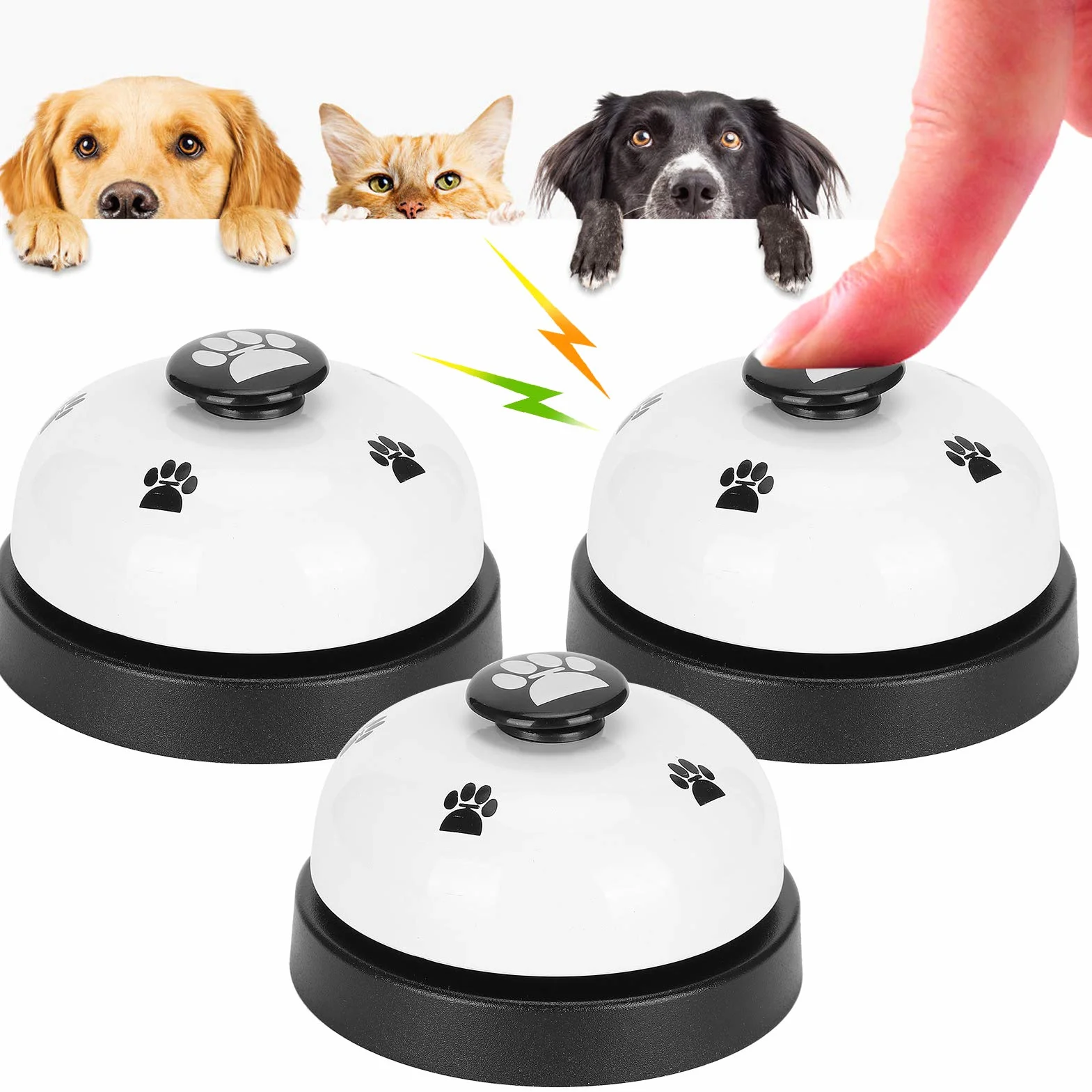 3 szt. Dzwonek do szkolenia psów Nocnik dla psa Dzwonek do nauki toalety Doggie Cat zwany obiadowym pociągiem Narzędzia do mieszkania i szkolenia psów na świeżym powietrzu (biały)