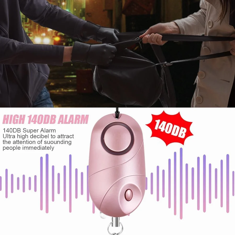 flintronic 2 x osobisty alarm 140 dB samoobrony z oświetleniem LED i brelokiem do kluczy, alarm kieszonkowy, czarny