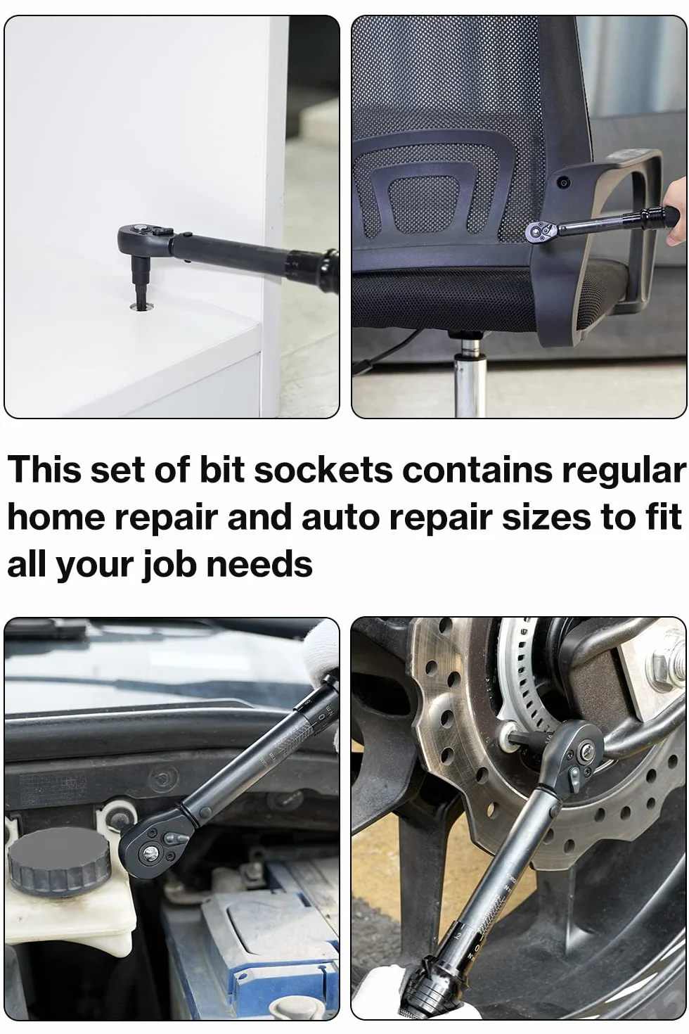 Lytool 1/4" 25-częściowy zestaw kluczy nasadowych Torx i Hex | adaptery 1/2" na 1/4", 3/8" na 1/4" i czworokątny na sześciokątny do samochodu, roweru, gospodarstwa domowego