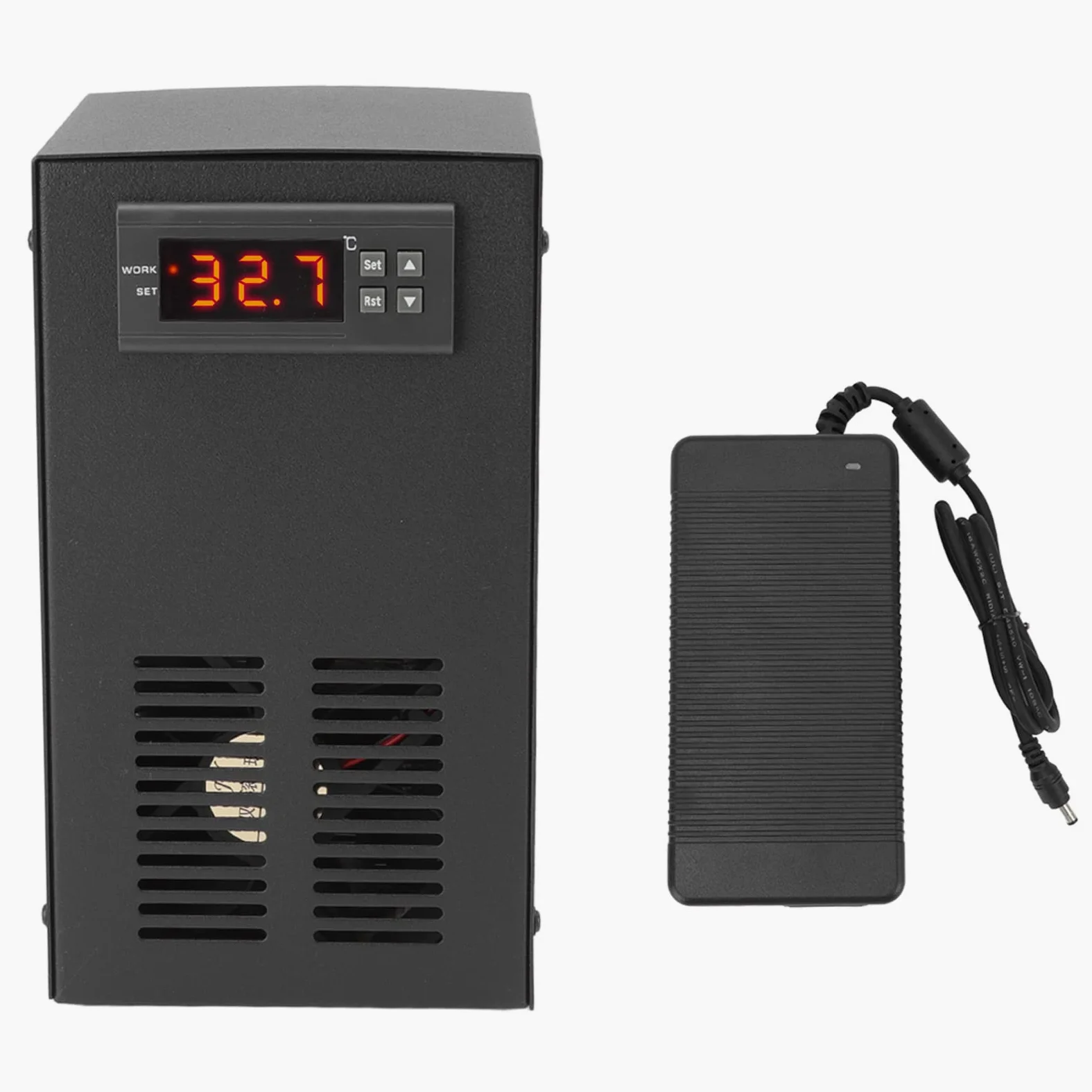 Grzałka do Akwarium Agregat Chłodniczy do Wody W Akwarium Układ Chłodzenia 120 W Automatyczny Termostat Wyświetlacz Temperatury Zbiornika Wody Słodkiej i Morskiej (Wtyczka UE 100-240 V)