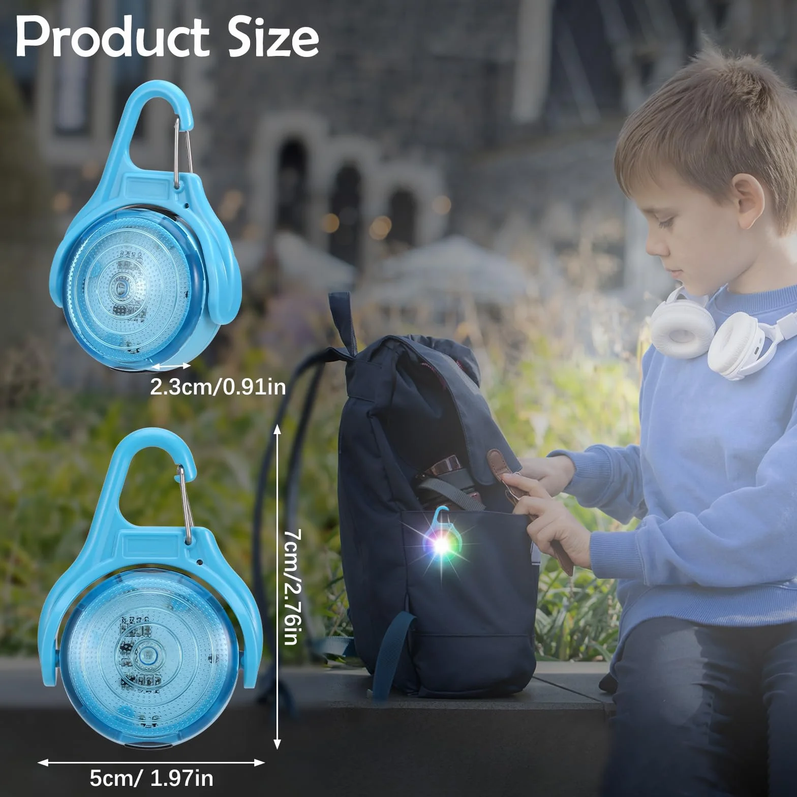 JIZZU 2 migające światła LED, tornister szkolny, dla psa, świecąca zawieszka do ładowania, 4 tryby, reflektory LED, światło bezpieczeństwa dla dzieci, do plecaka, joggingu, biegania, zwierząt domowych