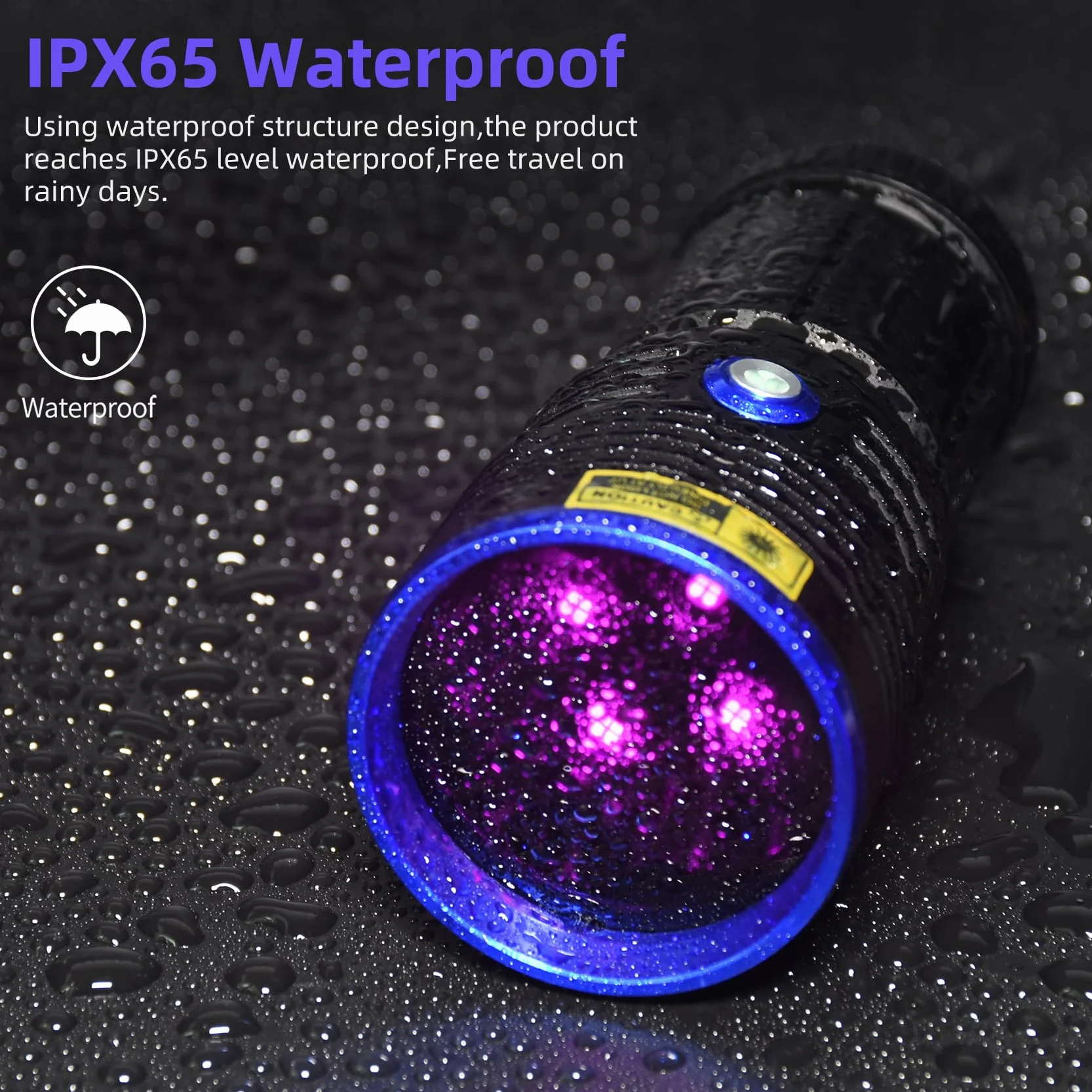 DARKBEAM Latarka UV 365nm Blacklight 4xLEDs Ultrafioletowe, mocna lampa leśna ładowana 50W wykrywacz moczu zwierząt domowych minerały, skorpiony, wykrywanie wycieków, utwardzanie żywicy