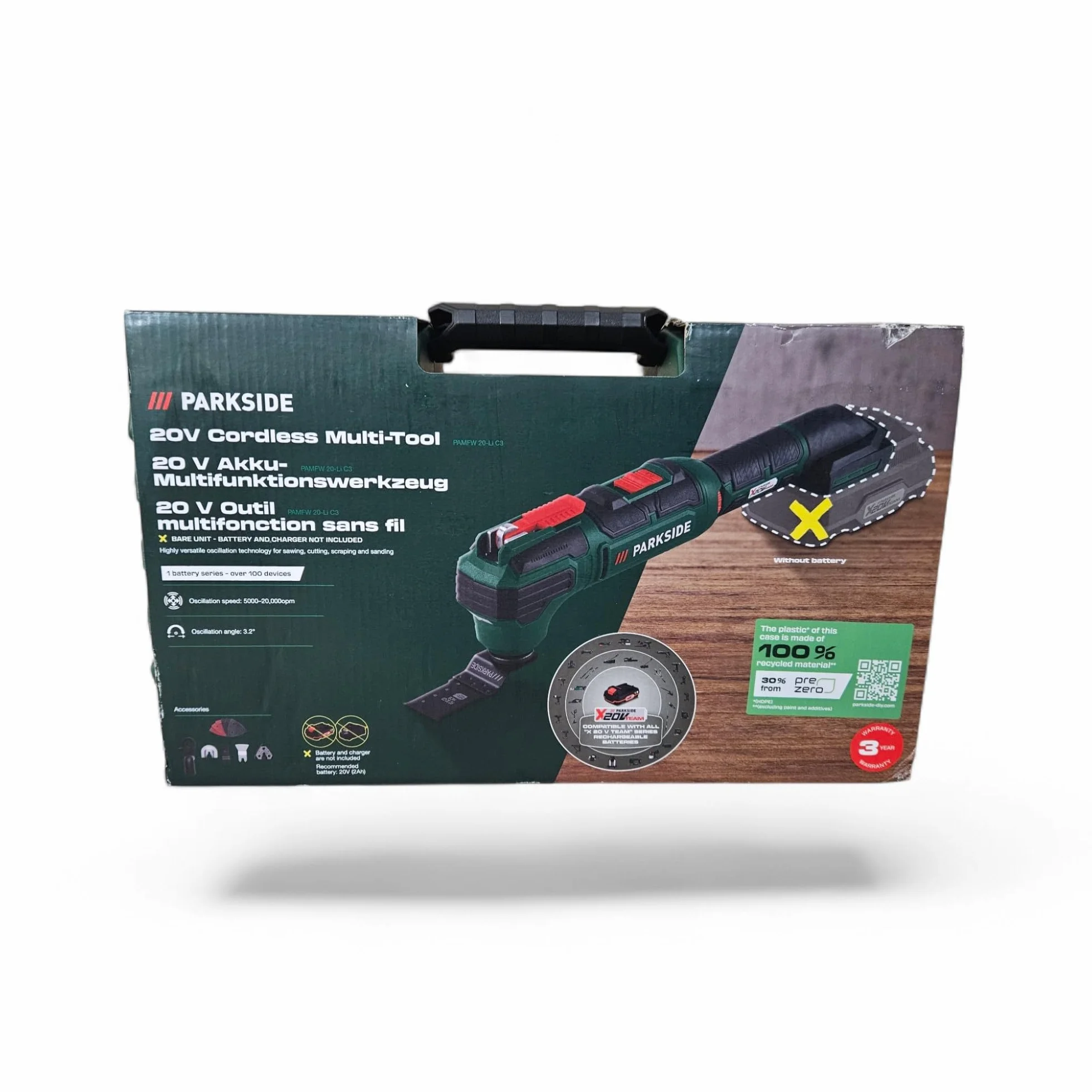 PARKSIDE PAMFW 20 -Li narzędzie wielofunkcyjne, 20 V, bez akumulatora/ładowarki, kompatybilne z Bosch Starlock Multimaster