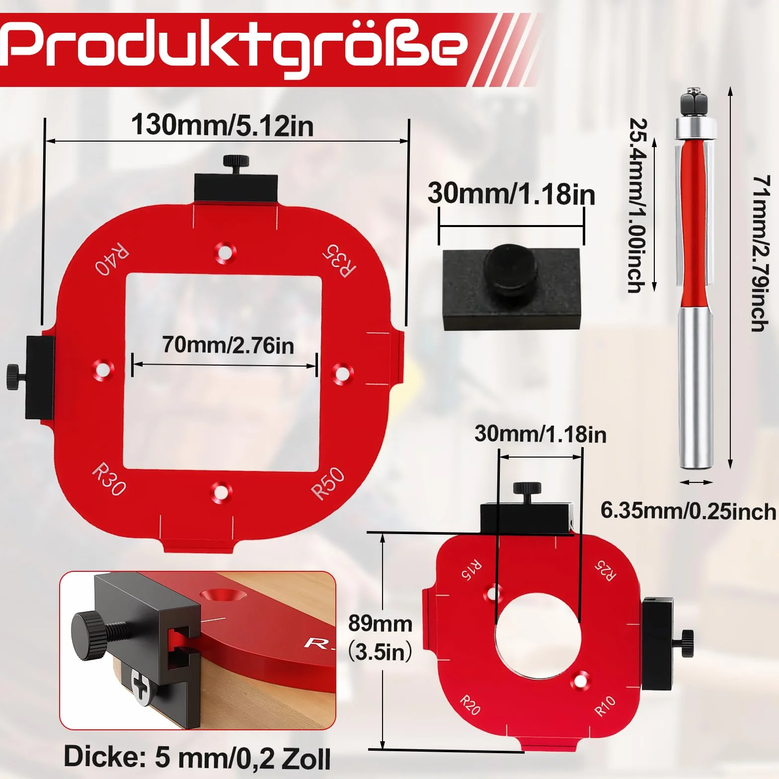 Szablon do frezarki górnowrzecionowej 4w1 Jig R10 R15 R20 R25 z frezami akcesoria